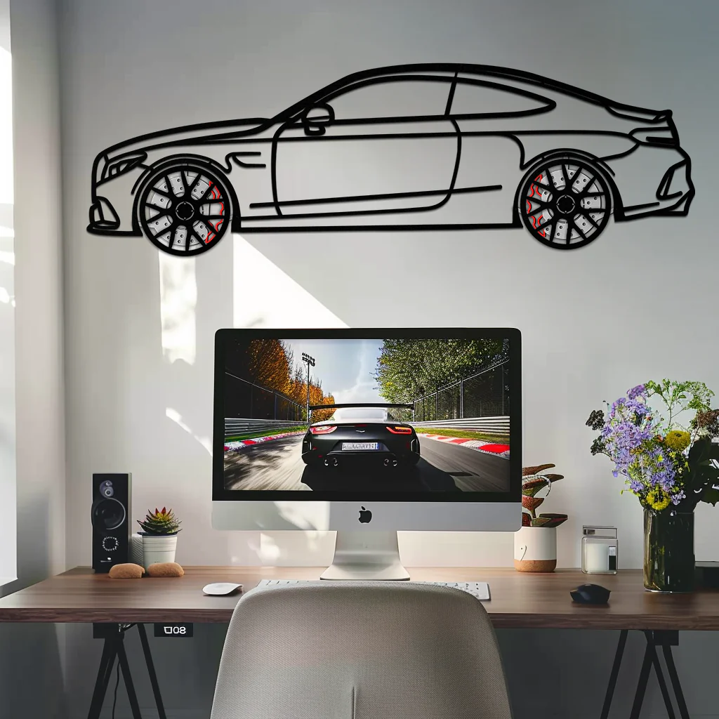 Mercedes C63 AMG Metal Wall Art – Performance Coupe Silhouette with Rotating Wheels 🔥🏁KAFMEKA071 - Image 2
