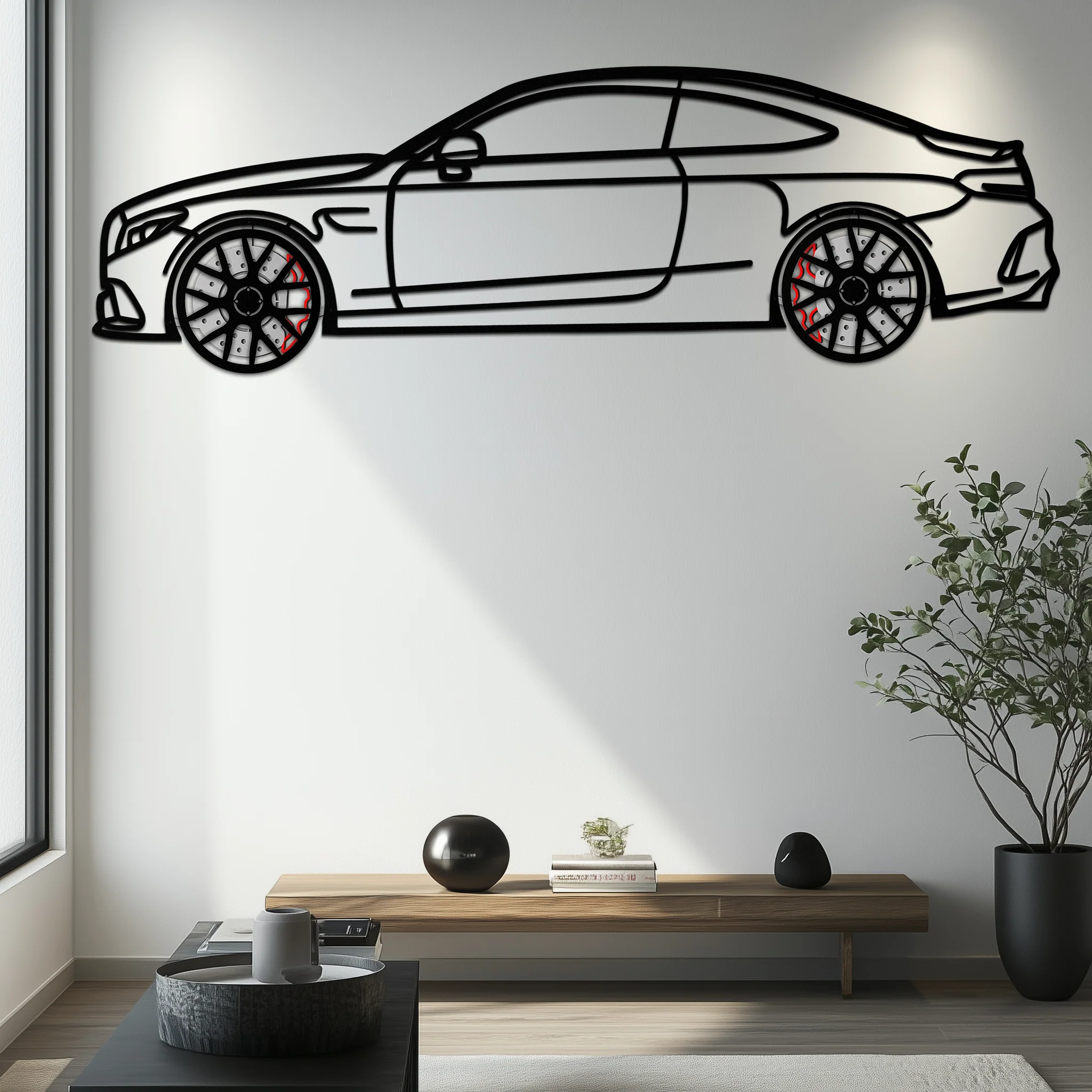 Mercedes C63 AMG Metal Wall Art – Performance Coupe Silhouette with Rotating Wheels 🔥🏁KAFMEKA071 - Image 8