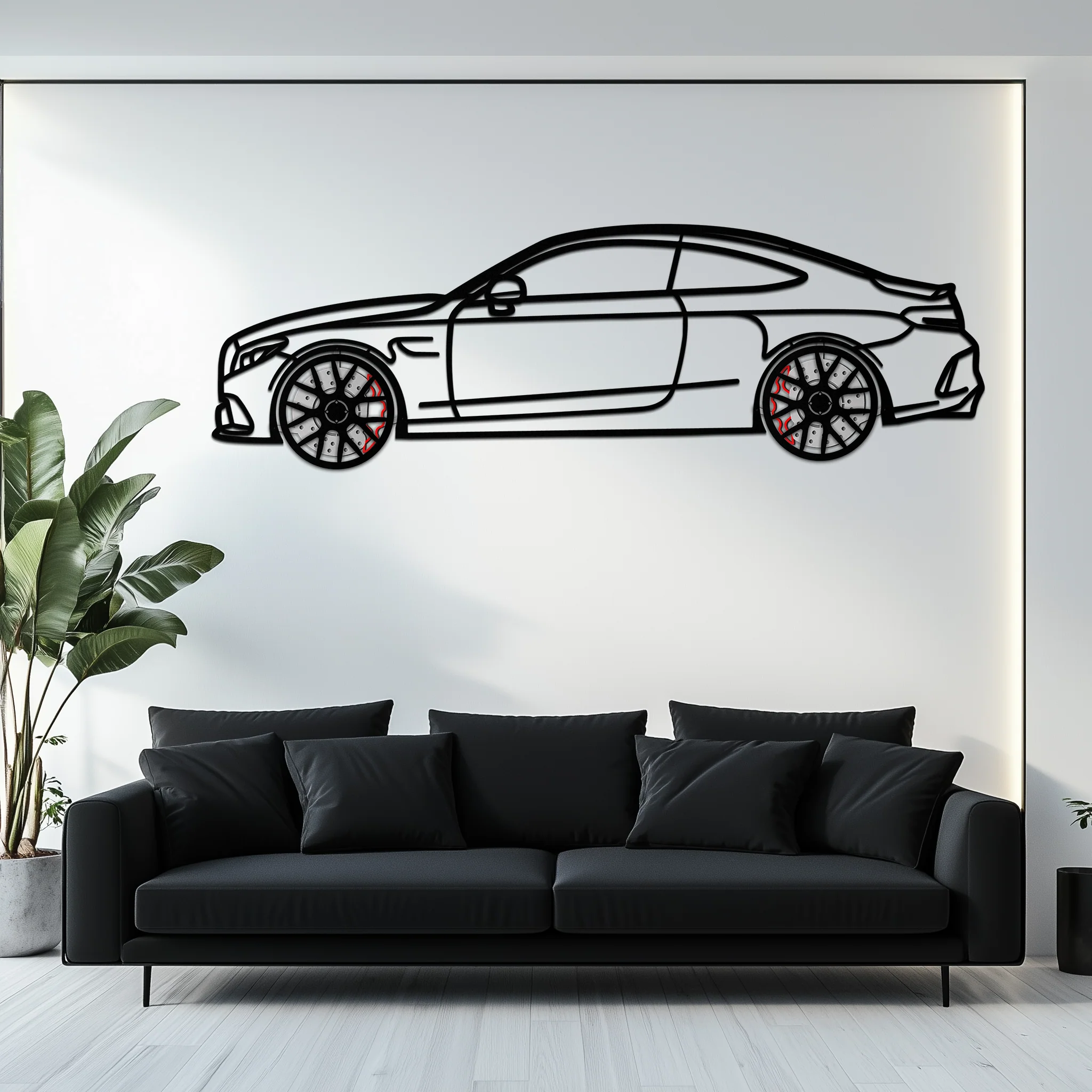 Mercedes C63 AMG Metal Wall Art – Performance Coupe Silhouette with Rotating Wheels 🔥🏁KAFMEKA071 - Image 9