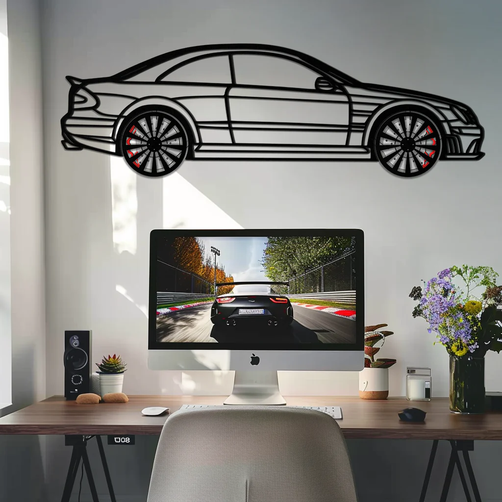 Mercedes CLK63 Metal Wall Art – Spinning Wheel Garage Decor for Car Enthusiasts - KAFMEKA076 - Image 3