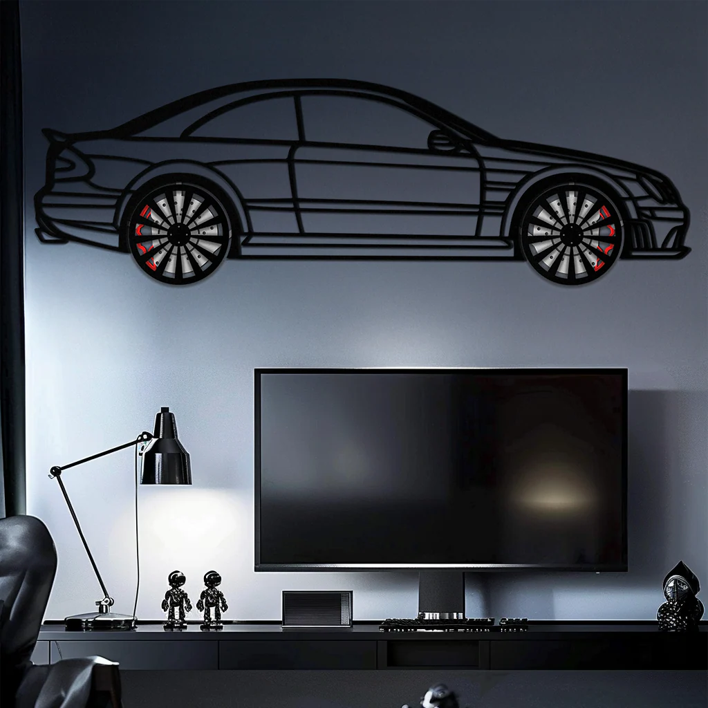 Mercedes CLK63 Metal Wall Art – Spinning Wheel Garage Decor for Car Enthusiasts - KAFMEKA076 - Image 5