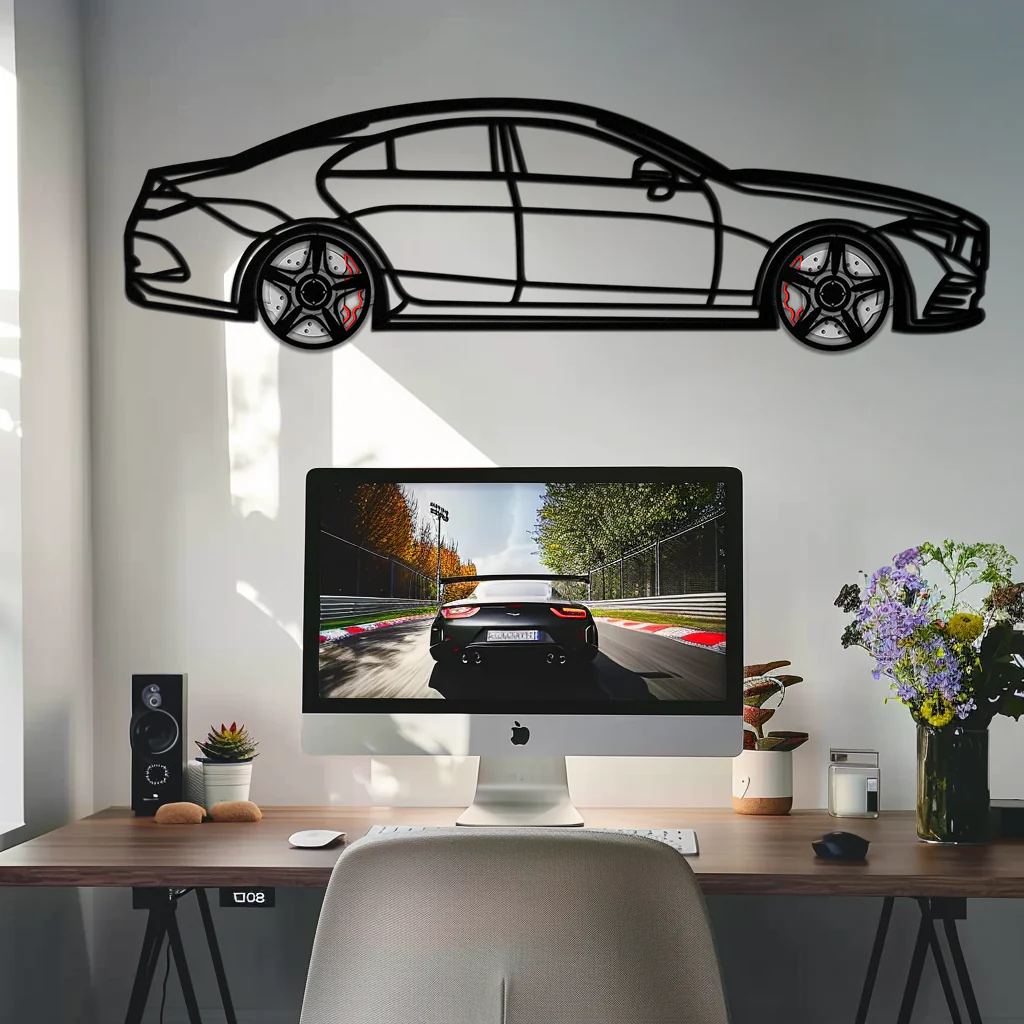 Mercedes CLS Metal Car Wall Art – Rotating Wheels • Luxury Automotive Decor Gift - KAFMEKA077 - Image 3