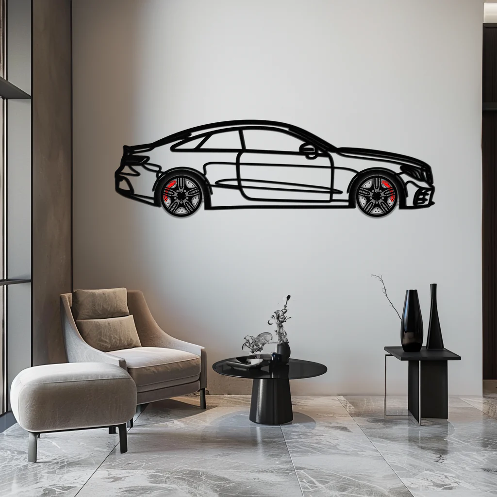 Mercedes E53 AMG Rotating Wheel Metal Wall Art – Luxury Coupe Silhouette Decor for Car Enthusiasts- KAFMEKA078 - Image 2