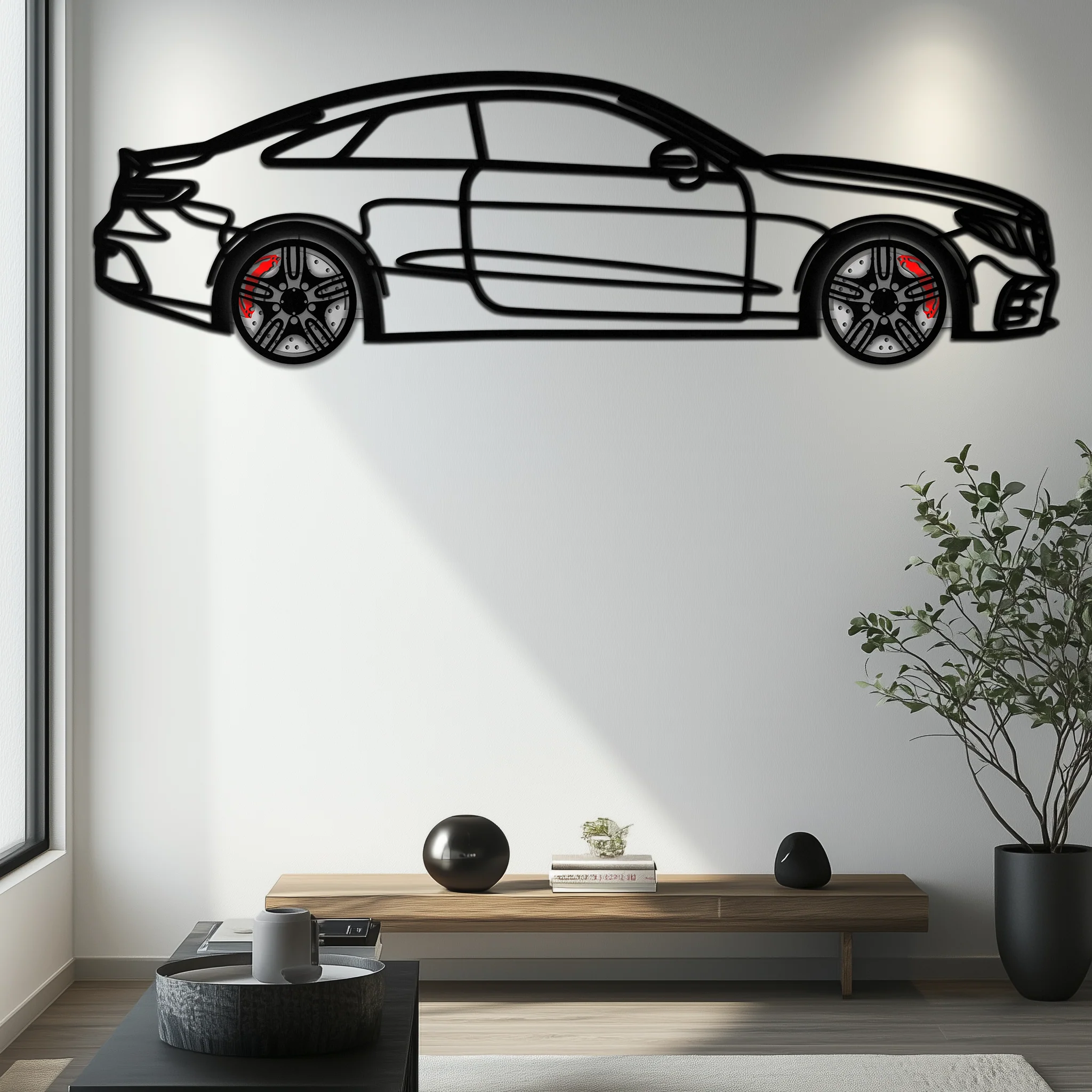 Mercedes E53 AMG Rotating Wheel Metal Wall Art – Luxury Coupe Silhouette Decor for Car Enthusiasts- KAFMEKA078 - Image 9