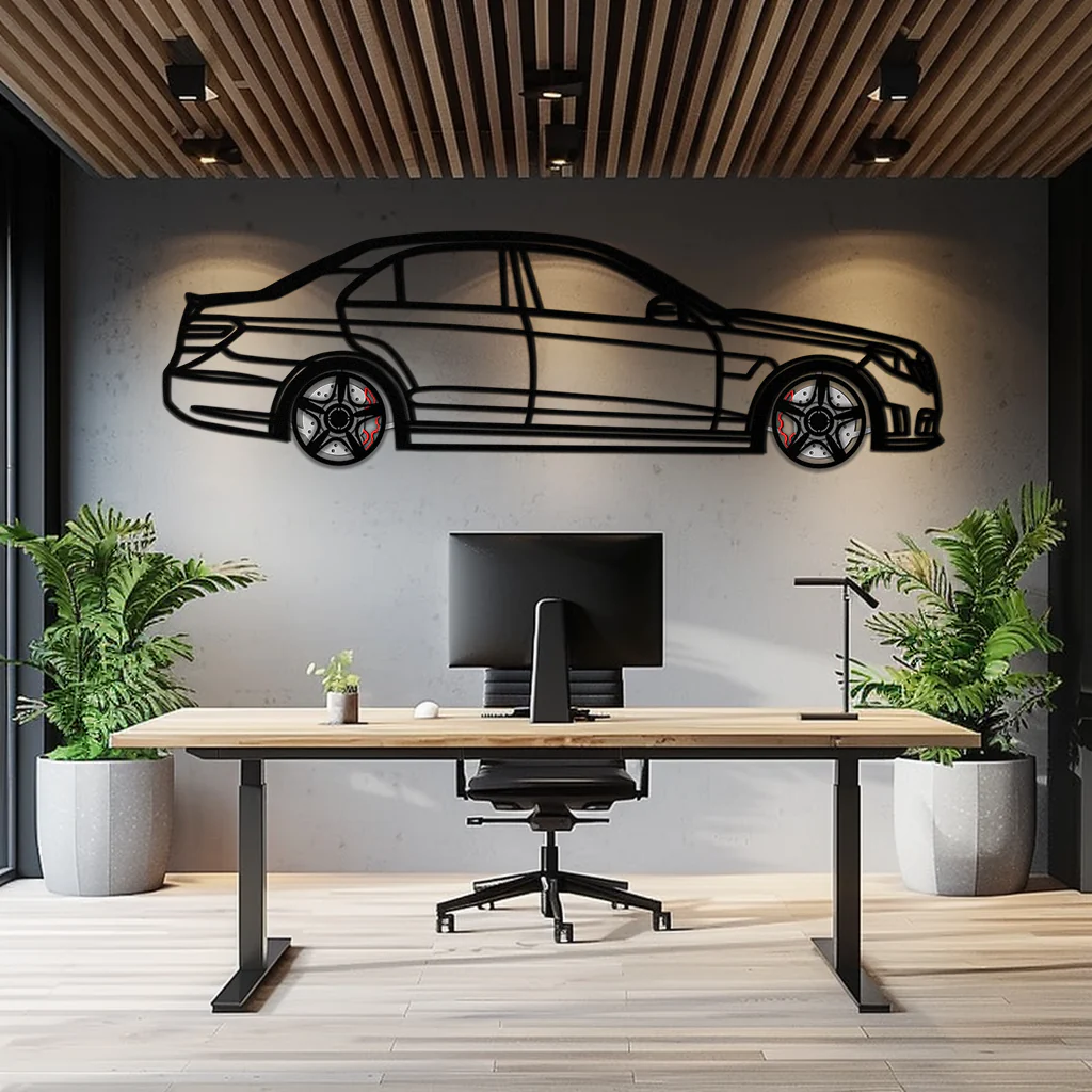Mercedes E63 AMG Metal Wall Art – Rotating Wheels • Luxury Car Silhouette • Perfect Gift for Mercedes Lovers- KAFMEKA079 - Image 4