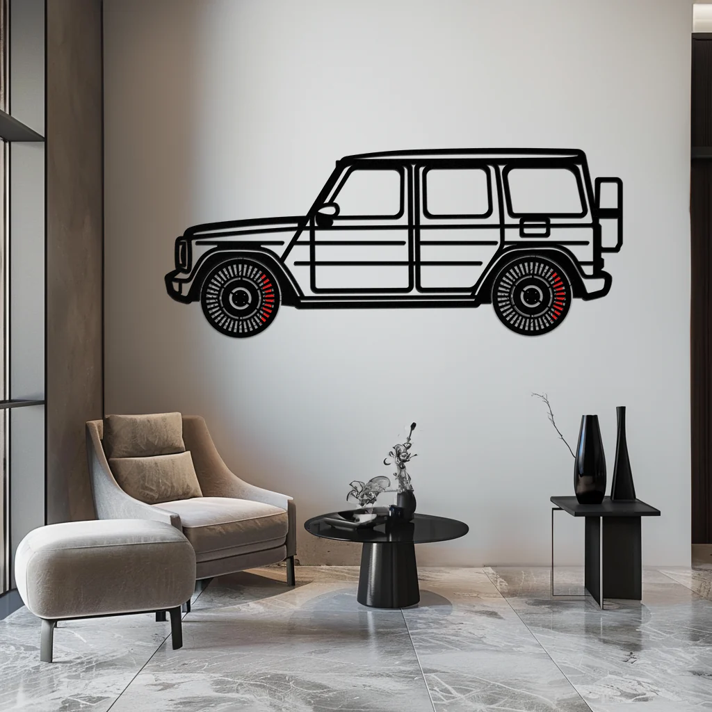 Mercedes G-Class Metal Wall Art – Luxury SUV Silhouette with Rotating Wheels 🚙✨KAFMEKA069 - Image 2