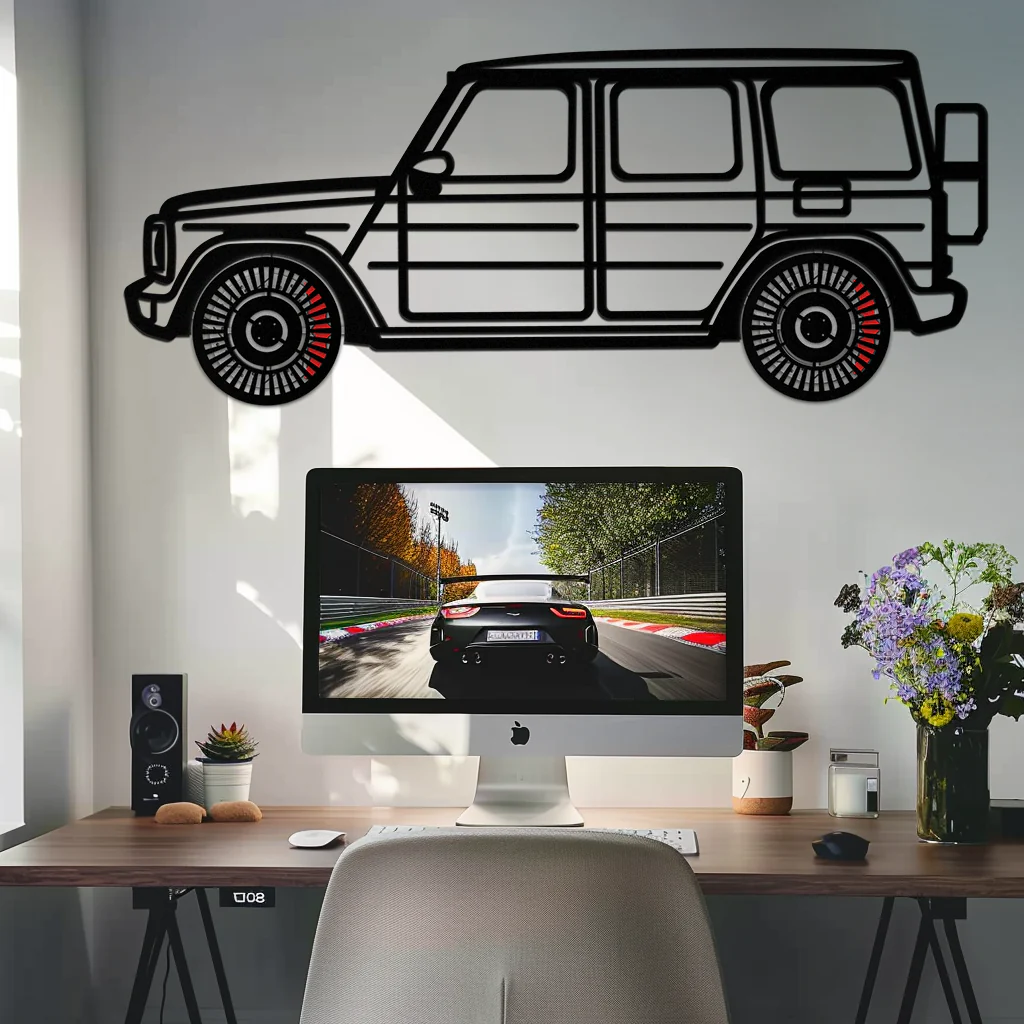 Mercedes G-Class Metal Wall Art – Luxury SUV Silhouette with Rotating Wheels 🚙✨KAFMEKA069 - Image 4
