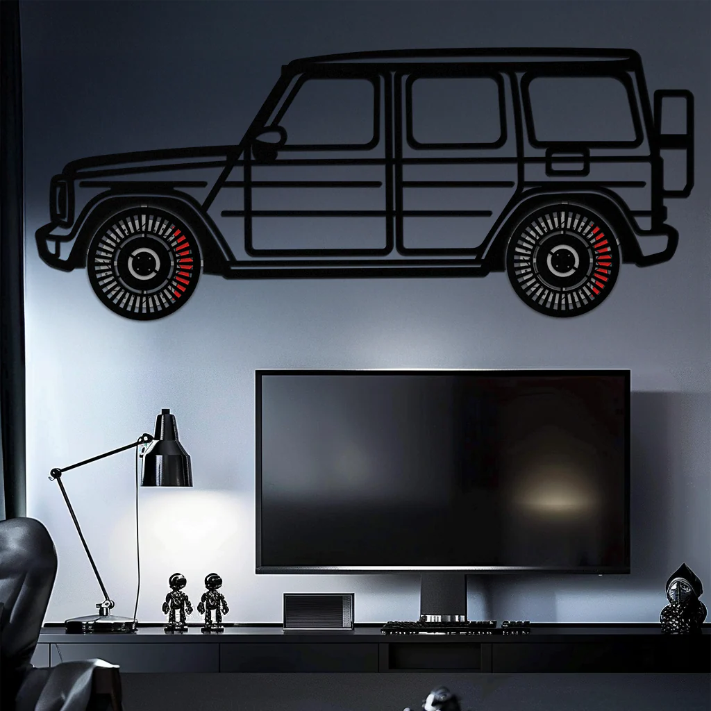 Mercedes G-Class Metal Wall Art – Luxury SUV Silhouette with Rotating Wheels 🚙✨KAFMEKA069 - Image 6