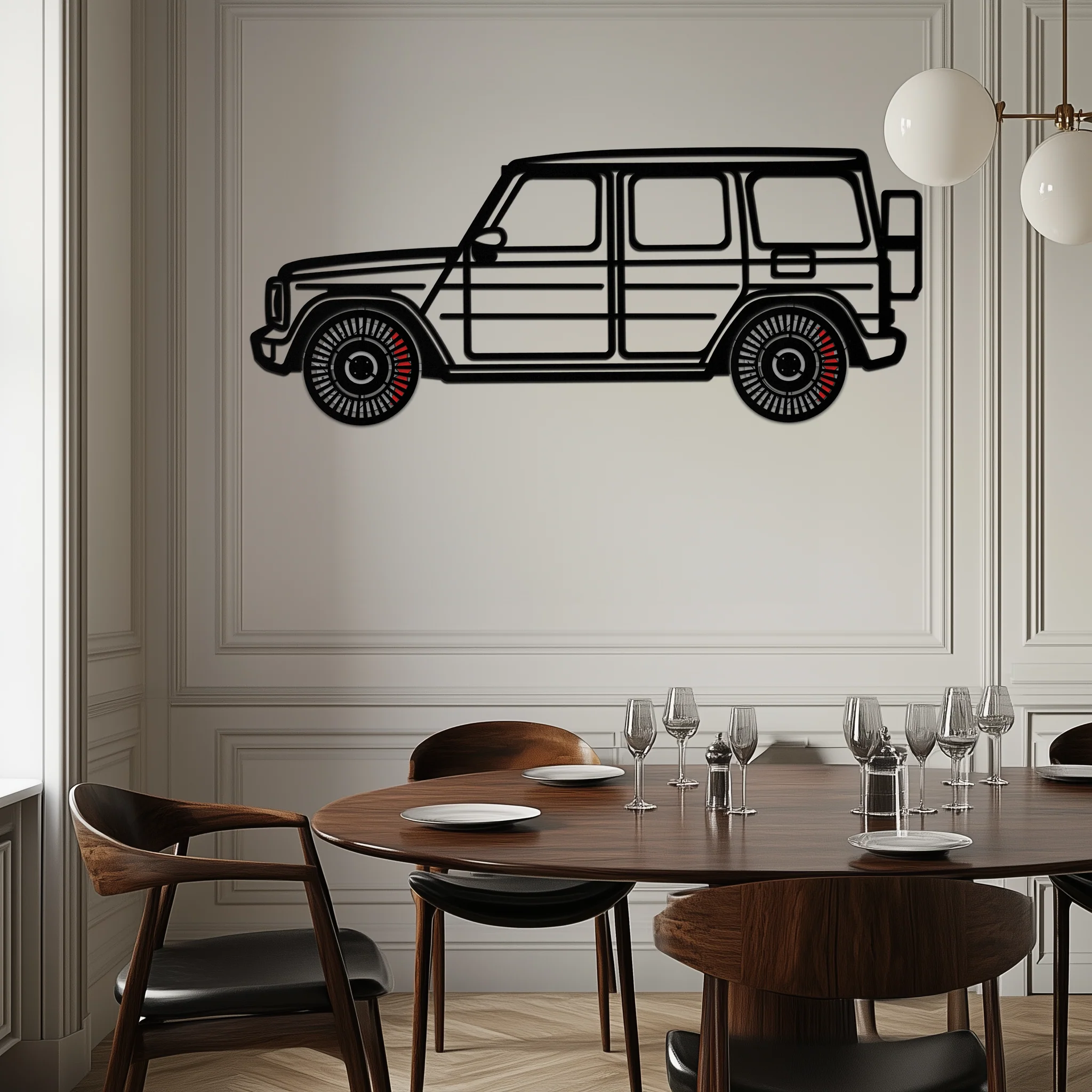 Mercedes G-Class Metal Wall Art – Luxury SUV Silhouette with Rotating Wheels 🚙✨KAFMEKA069 - Image 8