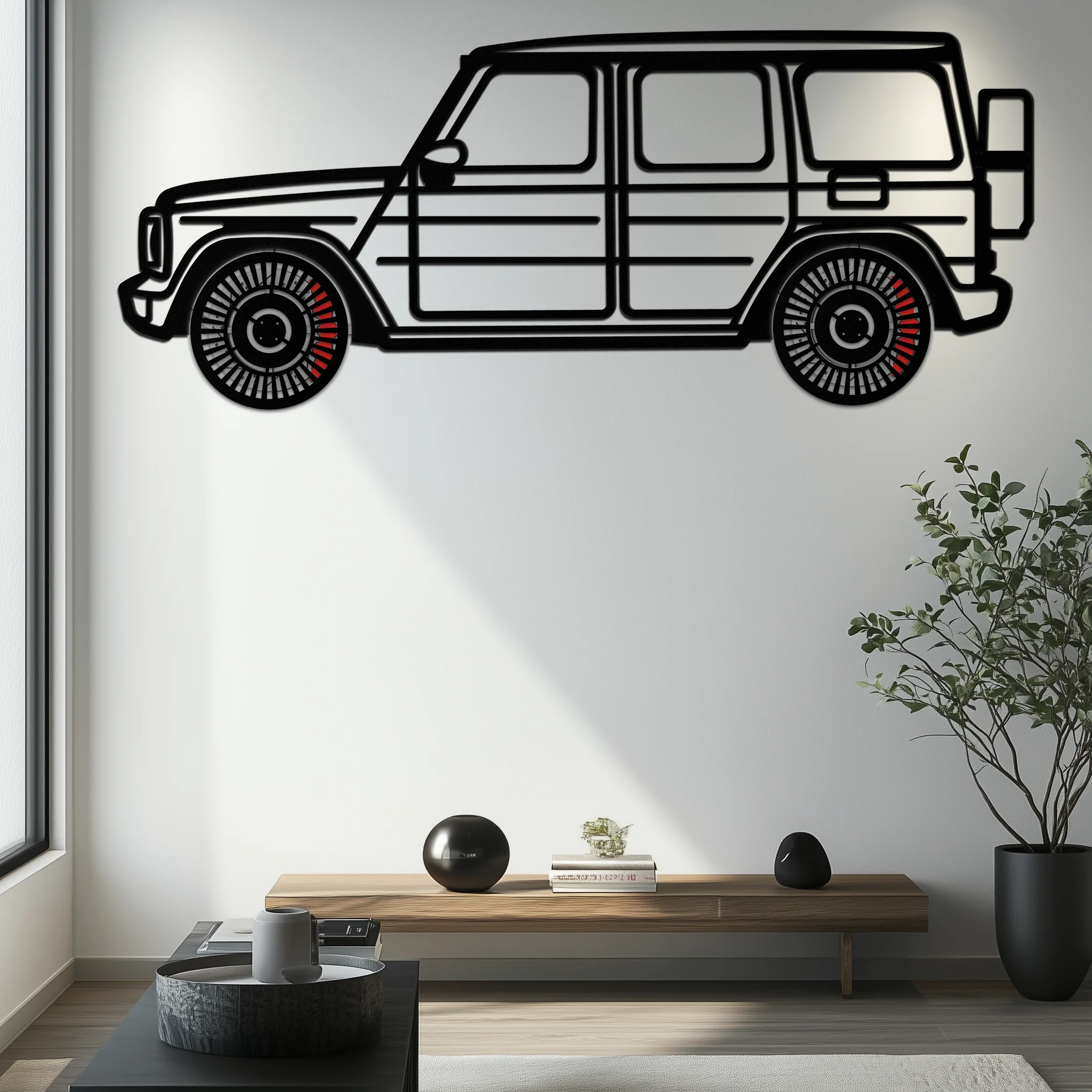 Mercedes G-Class Metal Wall Art – Luxury SUV Silhouette with Rotating Wheels 🚙✨KAFMEKA069 - Image 9