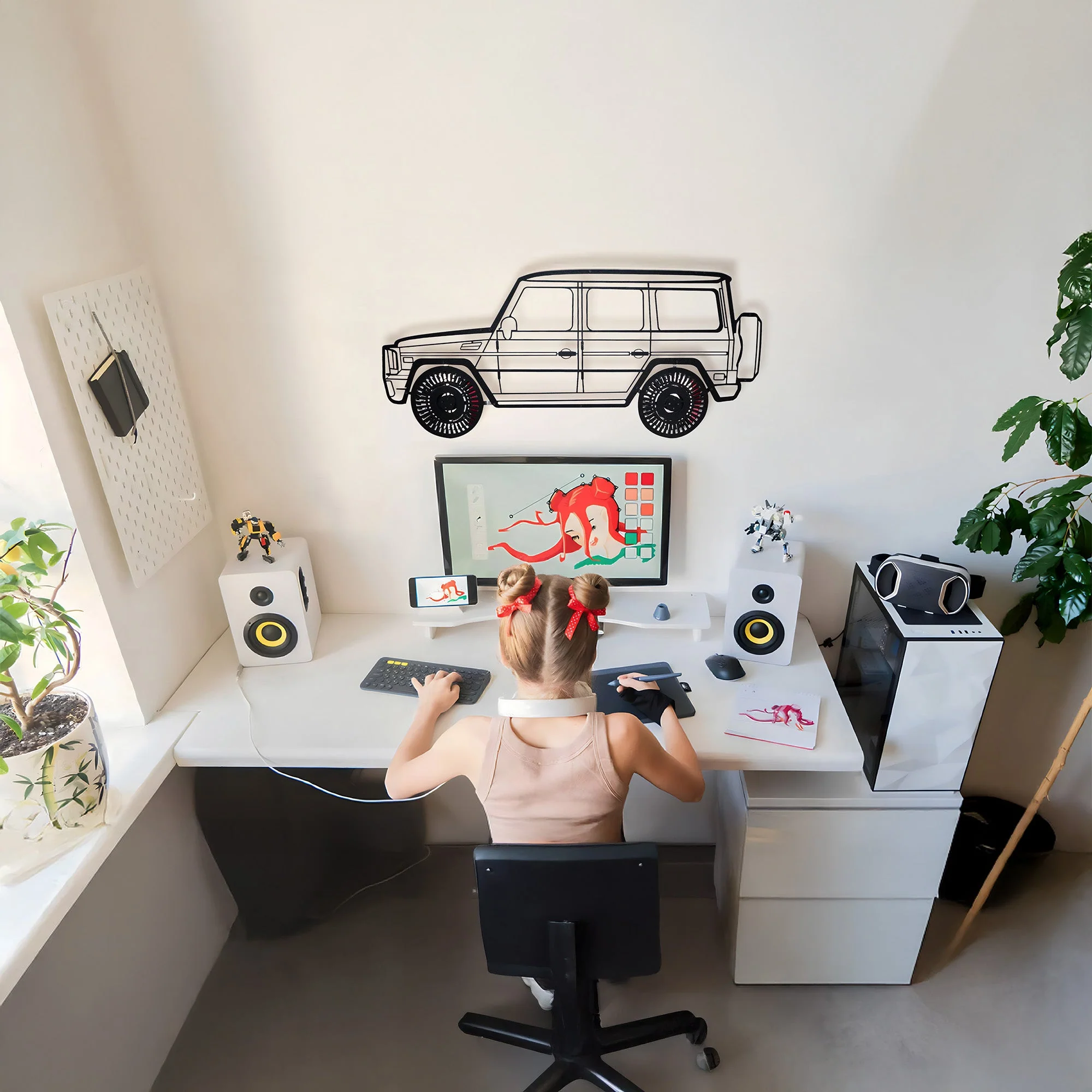 Mercedes G63 AMG Wall Art – Luxury 4x4 Steel Silhouette with Spinning Wheels-KAFMEKA034 - Image 10