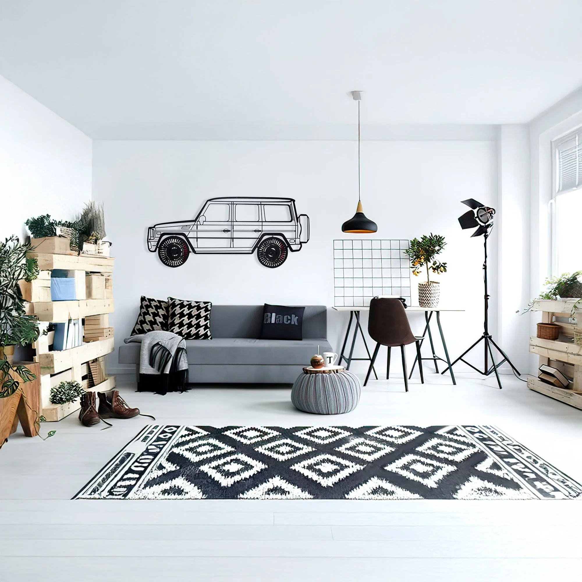 Mercedes G63 AMG Wall Art – Luxury 4x4 Steel Silhouette with Spinning Wheels-KAFMEKA034 - Image 11