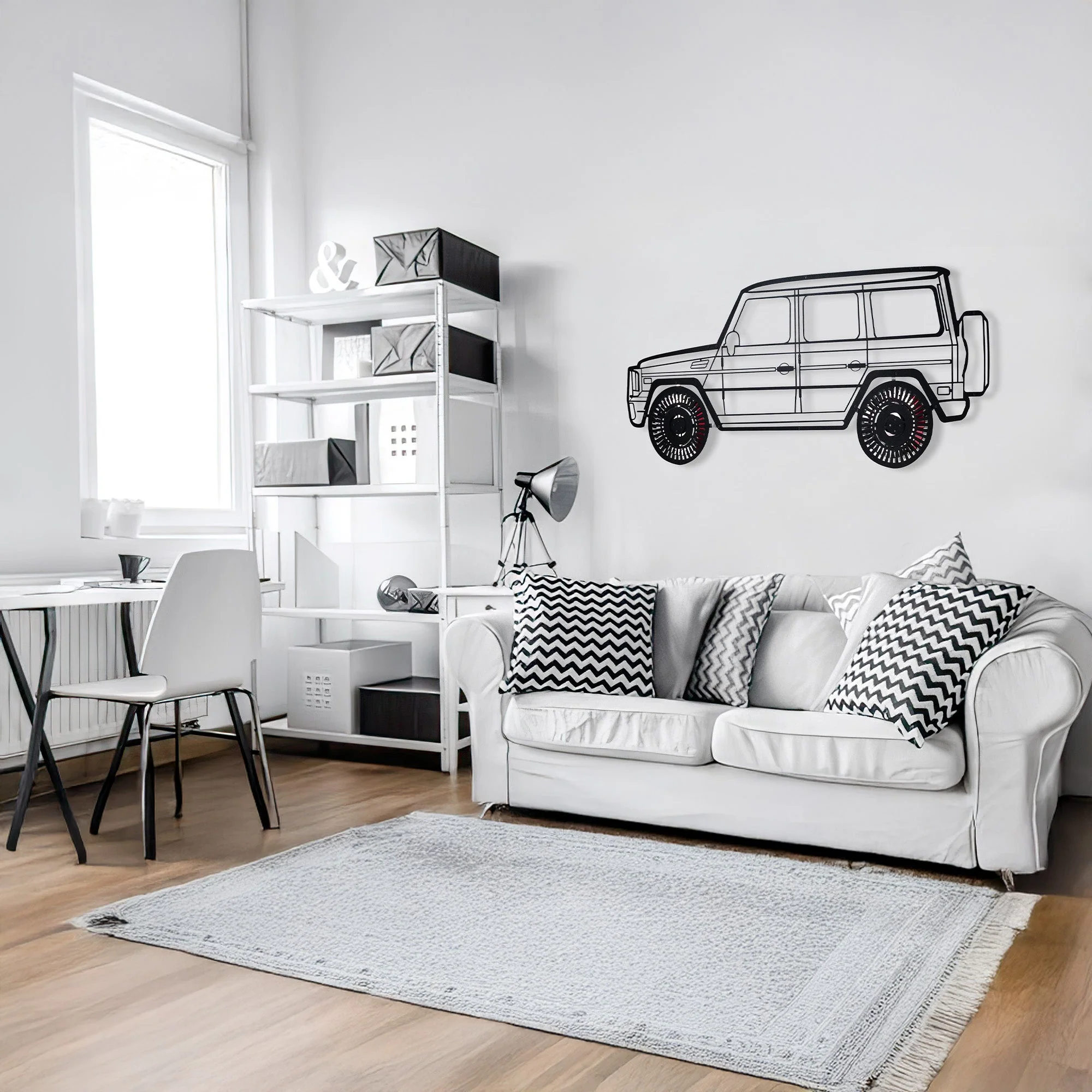 Mercedes G63 AMG Wall Art – Luxury 4x4 Steel Silhouette with Spinning Wheels-KAFMEKA034 - Image 12