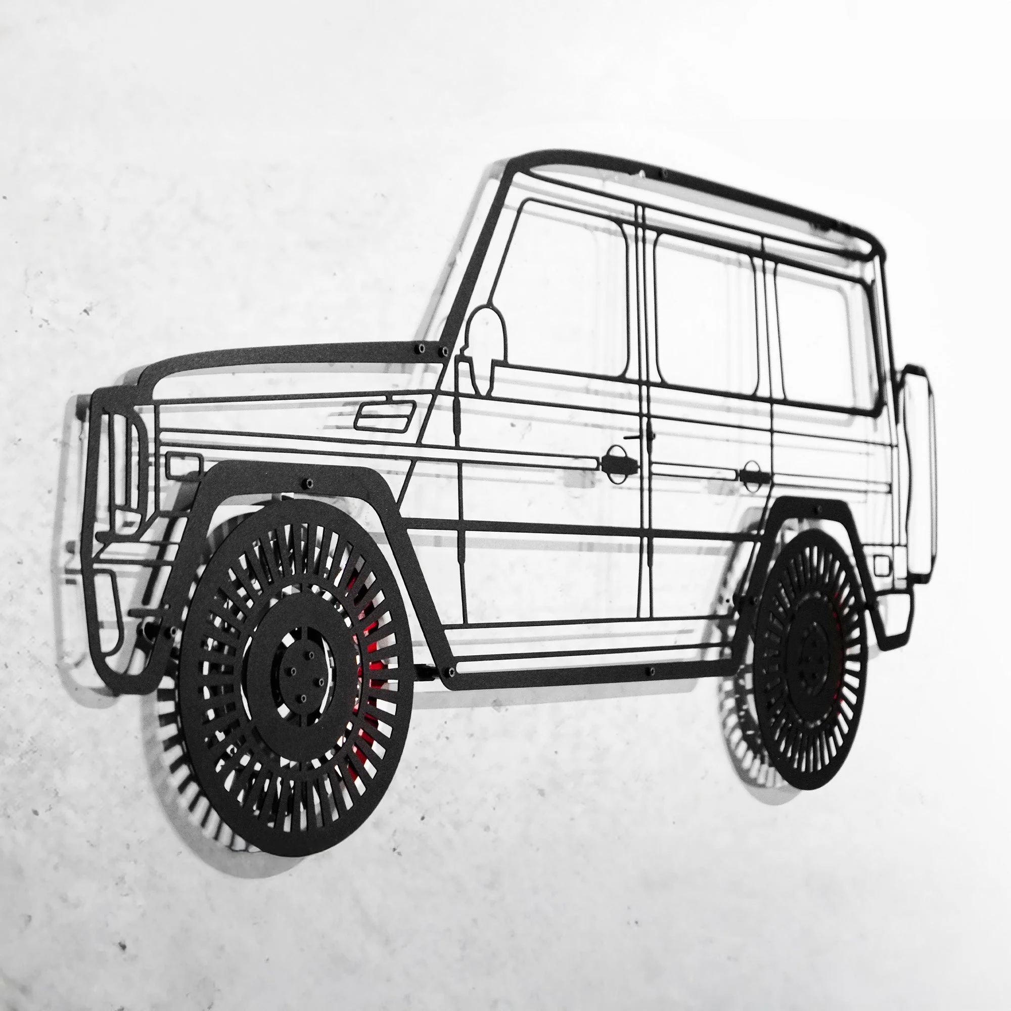 Mercedes G63 AMG Wall Art – Luxury 4x4 Steel Silhouette with Spinning Wheels-KAFMEKA034 - Image 4
