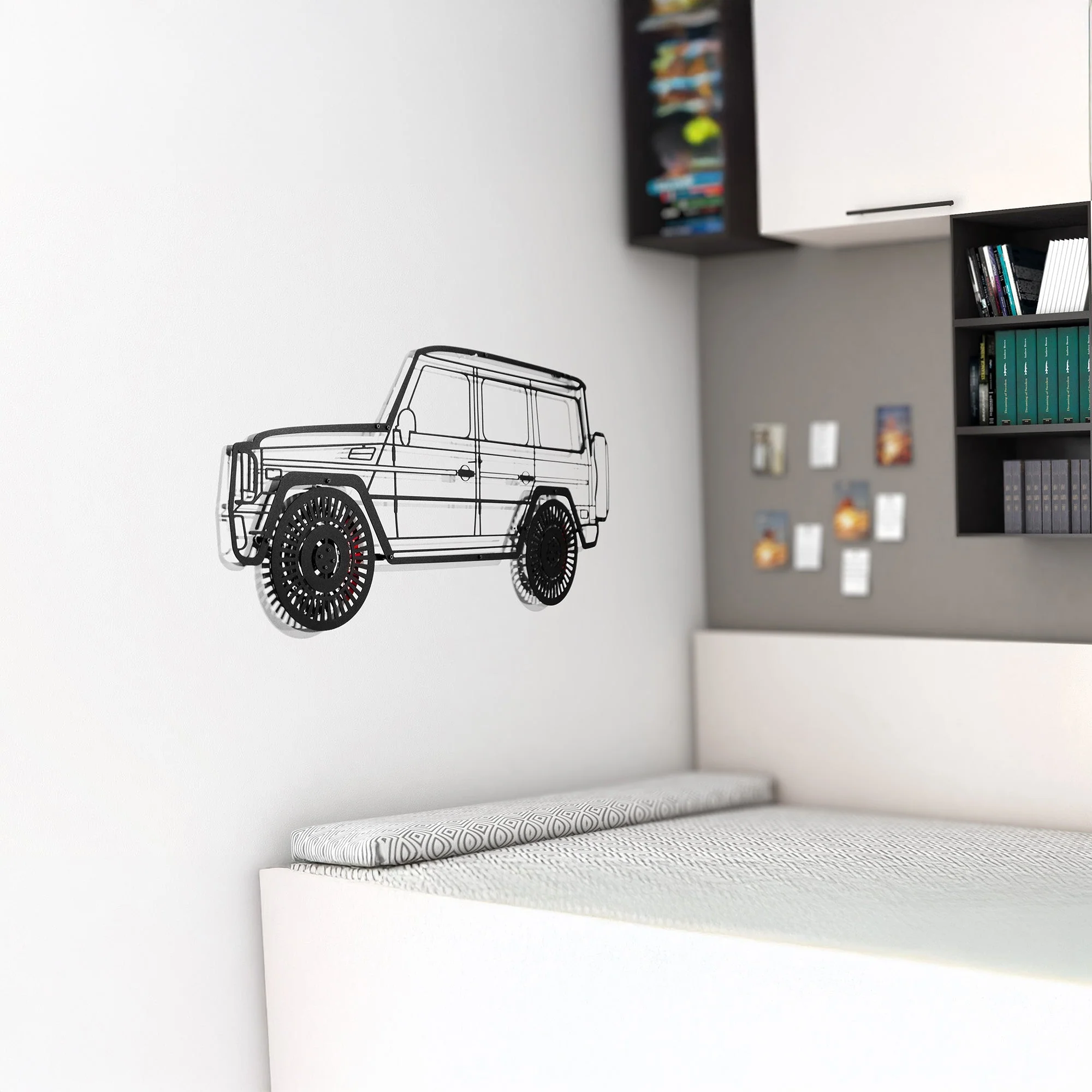 Mercedes G63 AMG Wall Art – Luxury 4x4 Steel Silhouette with Spinning Wheels-KAFMEKA034 - Image 9