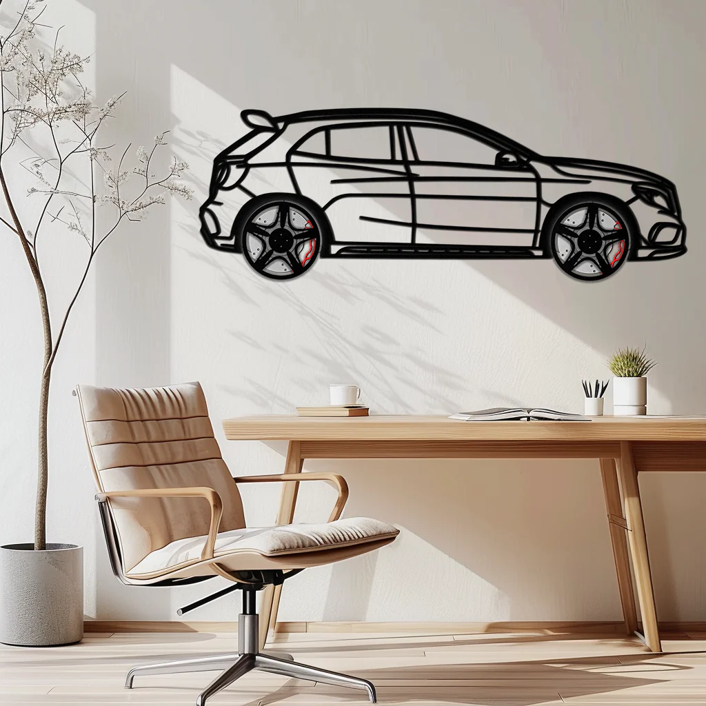 Mercedes GLA 45 Metal Wall Art – Rotating Wheel Car Silhouette Decor | Luxury Automotive Gift for Car Lovers- KAFMEKA080 - Image 2