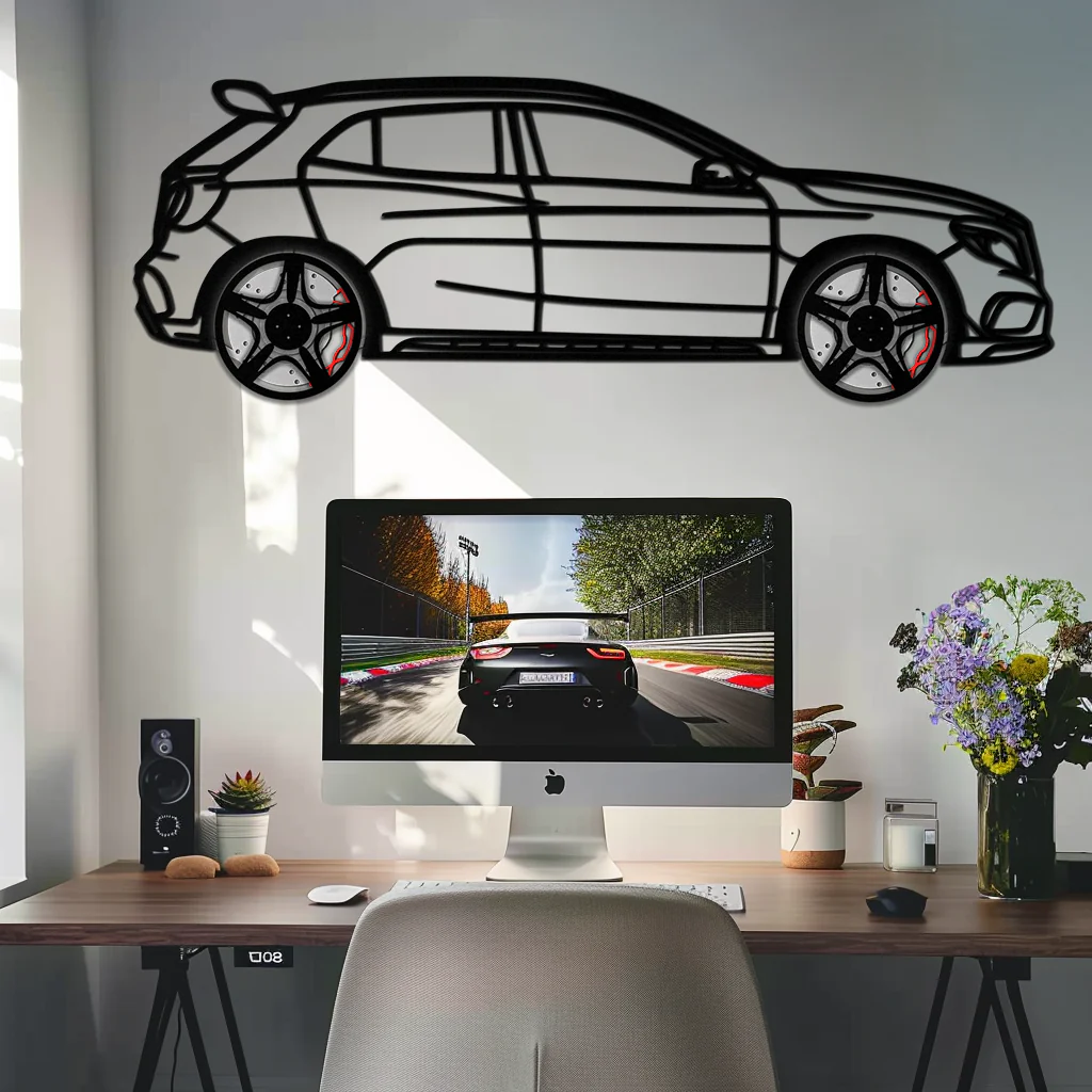 Mercedes GLA 45 Metal Wall Art – Rotating Wheel Car Silhouette Decor | Luxury Automotive Gift for Car Lovers- KAFMEKA080 - Image 3