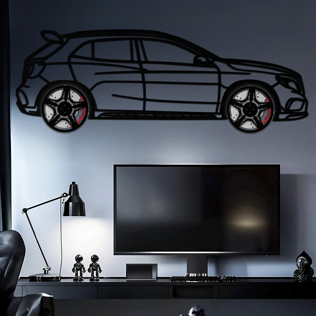 Mercedes GLA 45 Metal Wall Art – Rotating Wheel Car Silhouette Decor | Luxury Automotive Gift for Car Lovers- KAFMEKA080 - Image 6