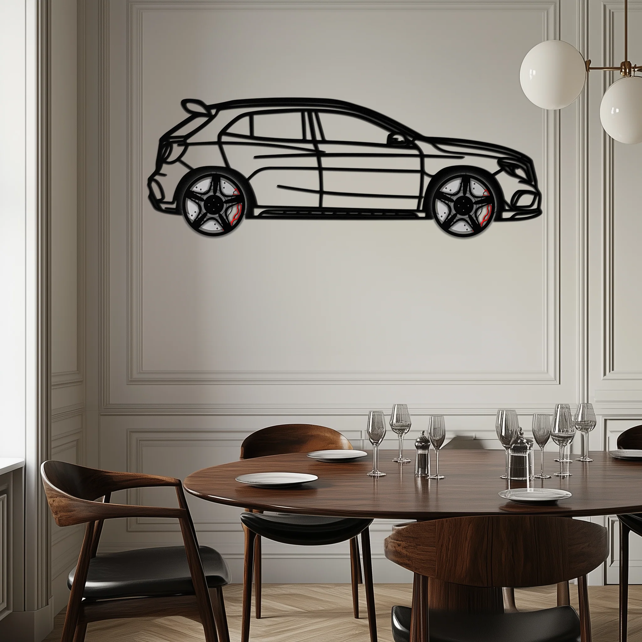 Mercedes GLA 45 Metal Wall Art – Rotating Wheel Car Silhouette Decor | Luxury Automotive Gift for Car Lovers- KAFMEKA080 - Image 8