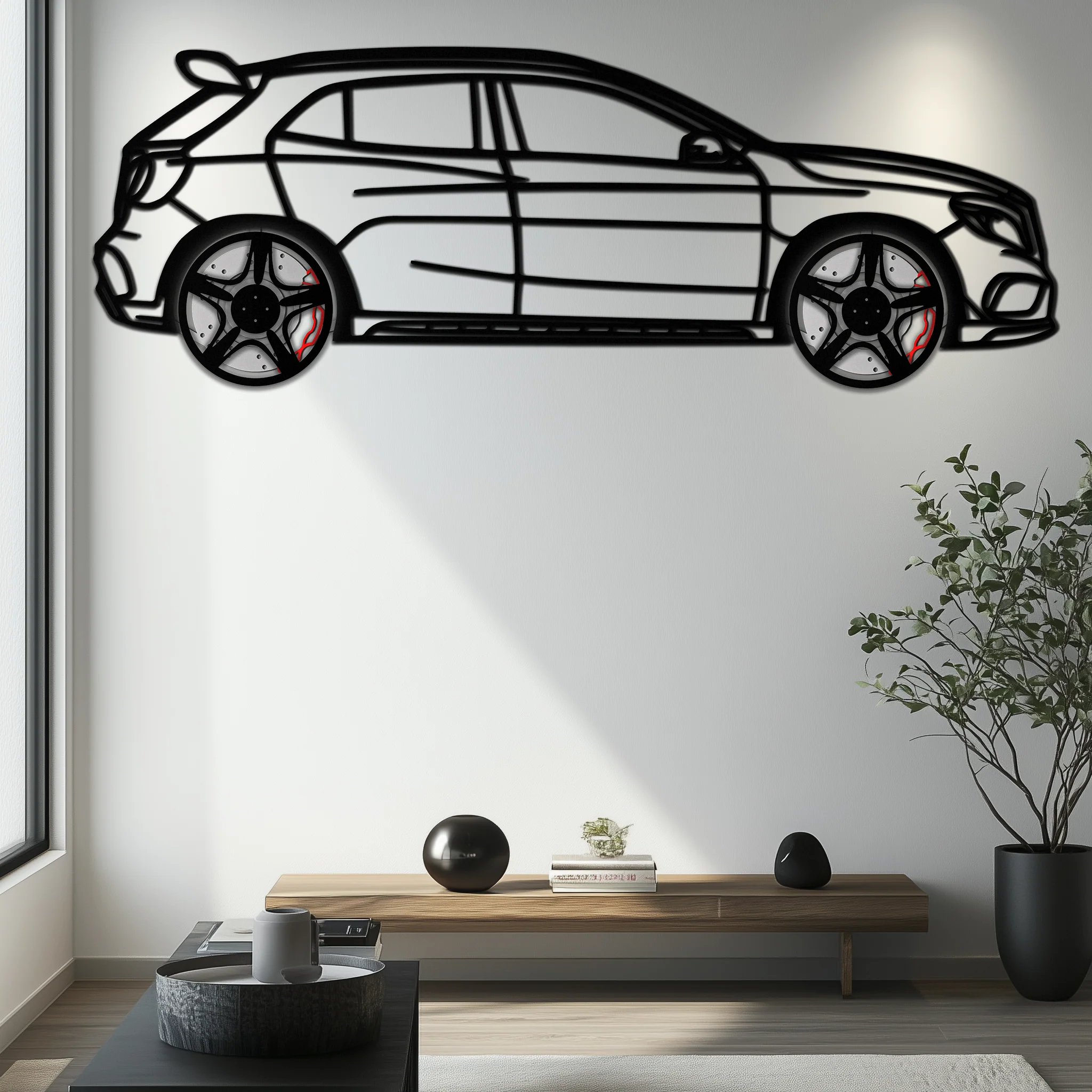 Mercedes GLA 45 Metal Wall Art – Rotating Wheel Car Silhouette Decor | Luxury Automotive Gift for Car Lovers- KAFMEKA080 - Image 9