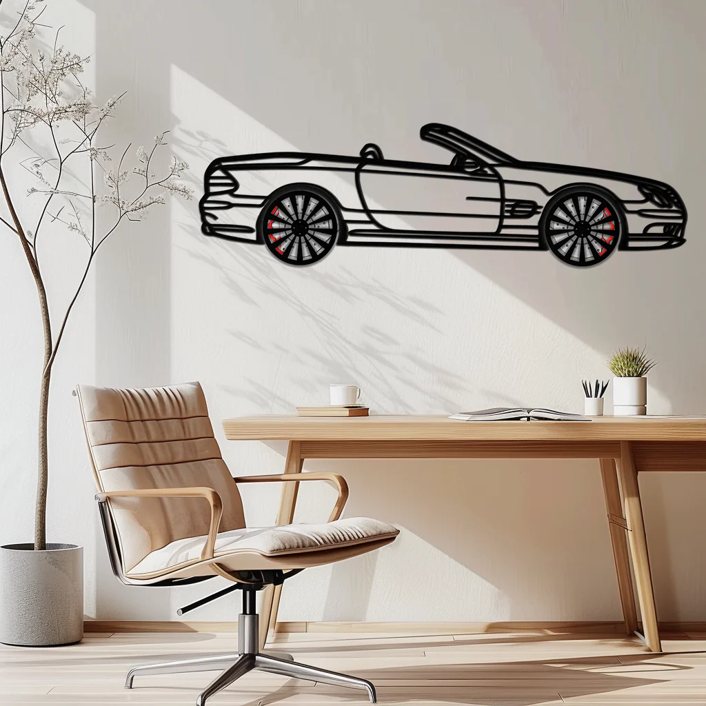 Mercedes SL55 R230 Metal Wall Art – Rotating Wheels Car Silhouette Decor – AMG-Inspired Gift for Car Lovers 🚗✨ -KAFMEKA082 - Image 2