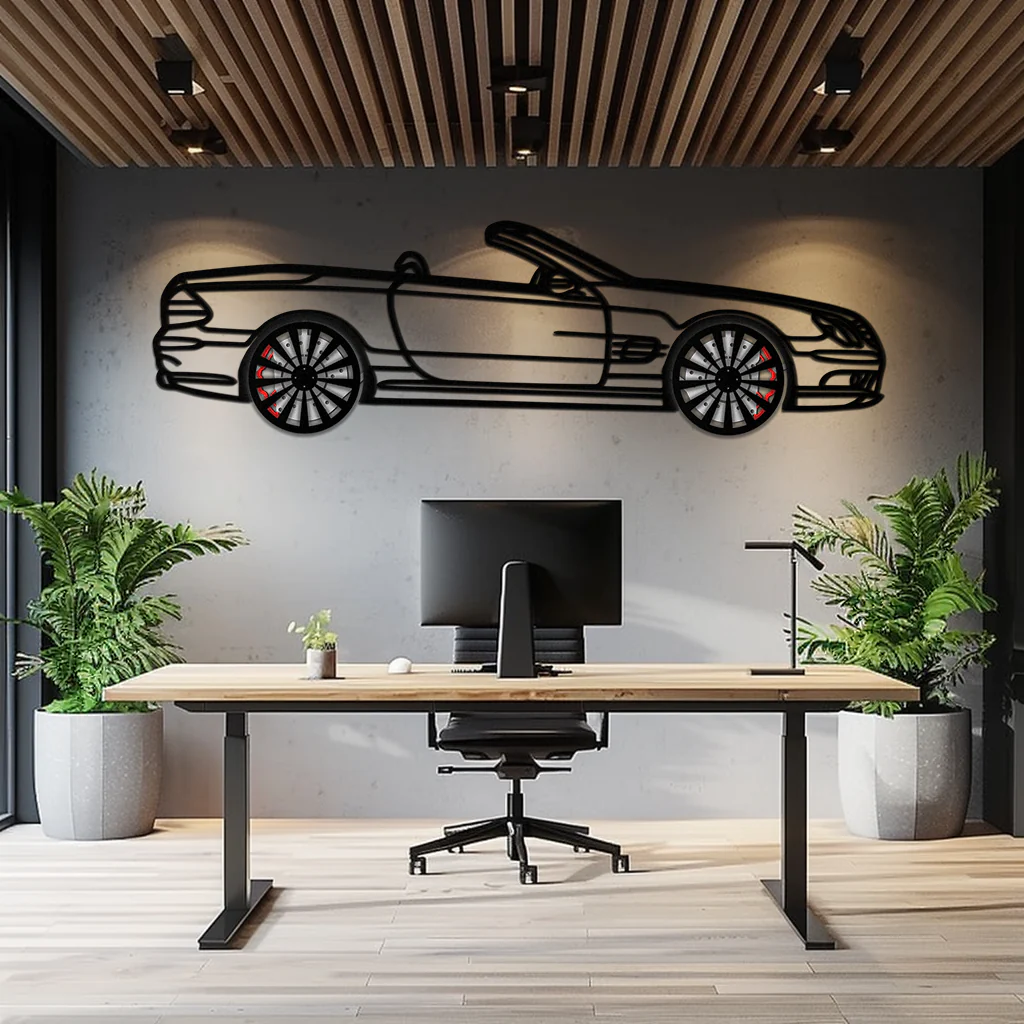 Mercedes SL55 R230 Metal Wall Art – Rotating Wheels Car Silhouette Decor – AMG-Inspired Gift for Car Lovers 🚗✨ -KAFMEKA082 - Image 4