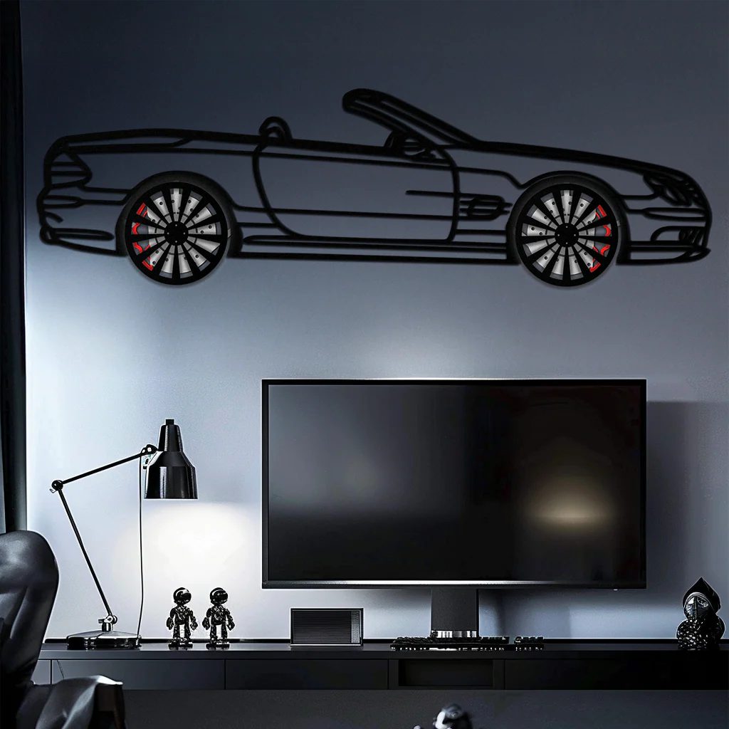 Mercedes SL55 R230 Metal Wall Art – Rotating Wheels Car Silhouette Decor – AMG-Inspired Gift for Car Lovers 🚗✨ -KAFMEKA082 - Image 5