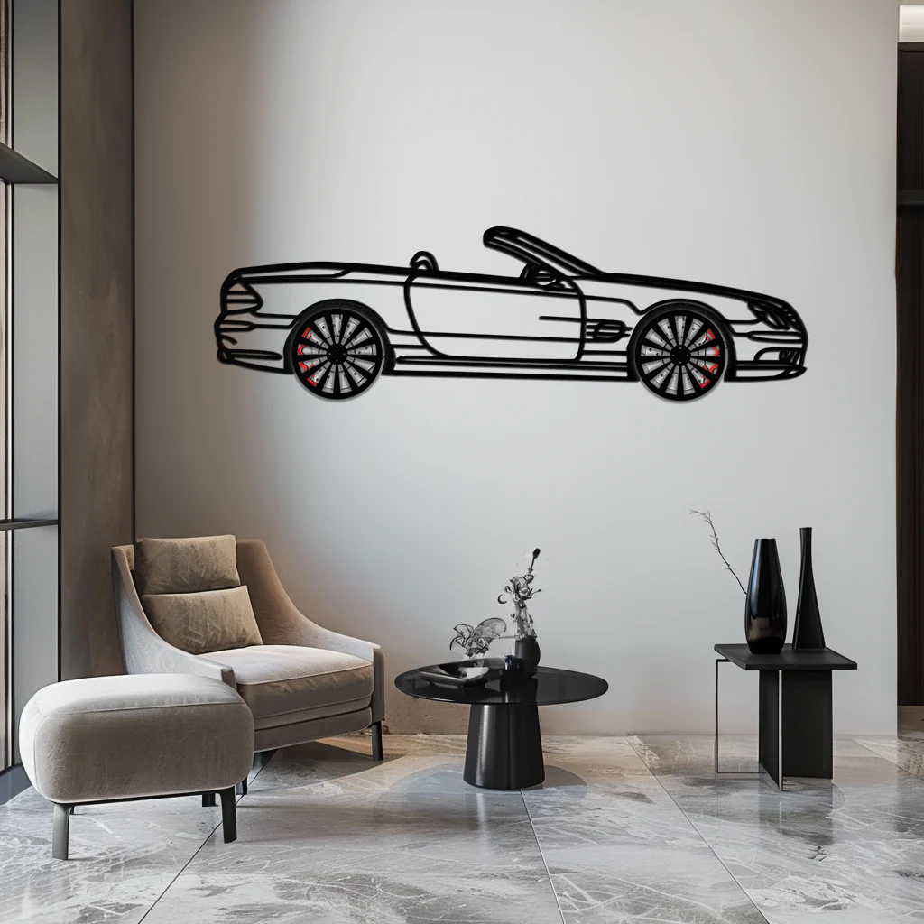 Mercedes SL55 R230 Metal Wall Art – Rotating Wheels Car Silhouette Decor – AMG-Inspired Gift for Car Lovers 🚗✨ -KAFMEKA082 - Image 6