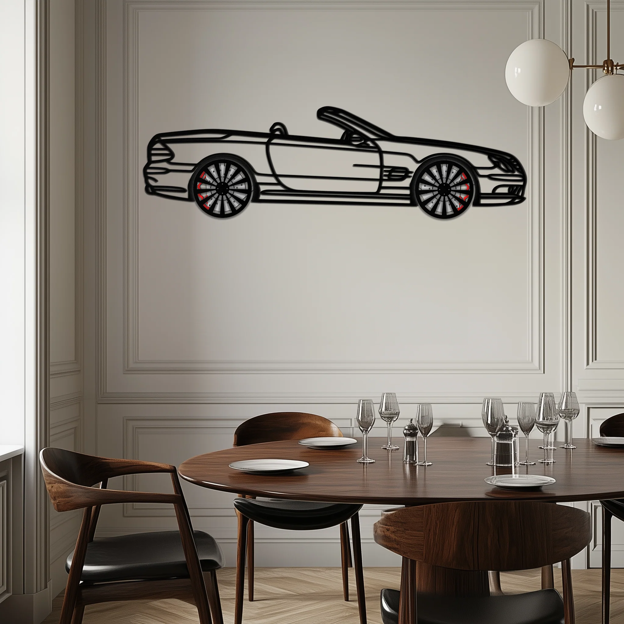 Mercedes SL55 R230 Metal Wall Art – Rotating Wheels Car Silhouette Decor – AMG-Inspired Gift for Car Lovers 🚗✨ -KAFMEKA082 - Image 8