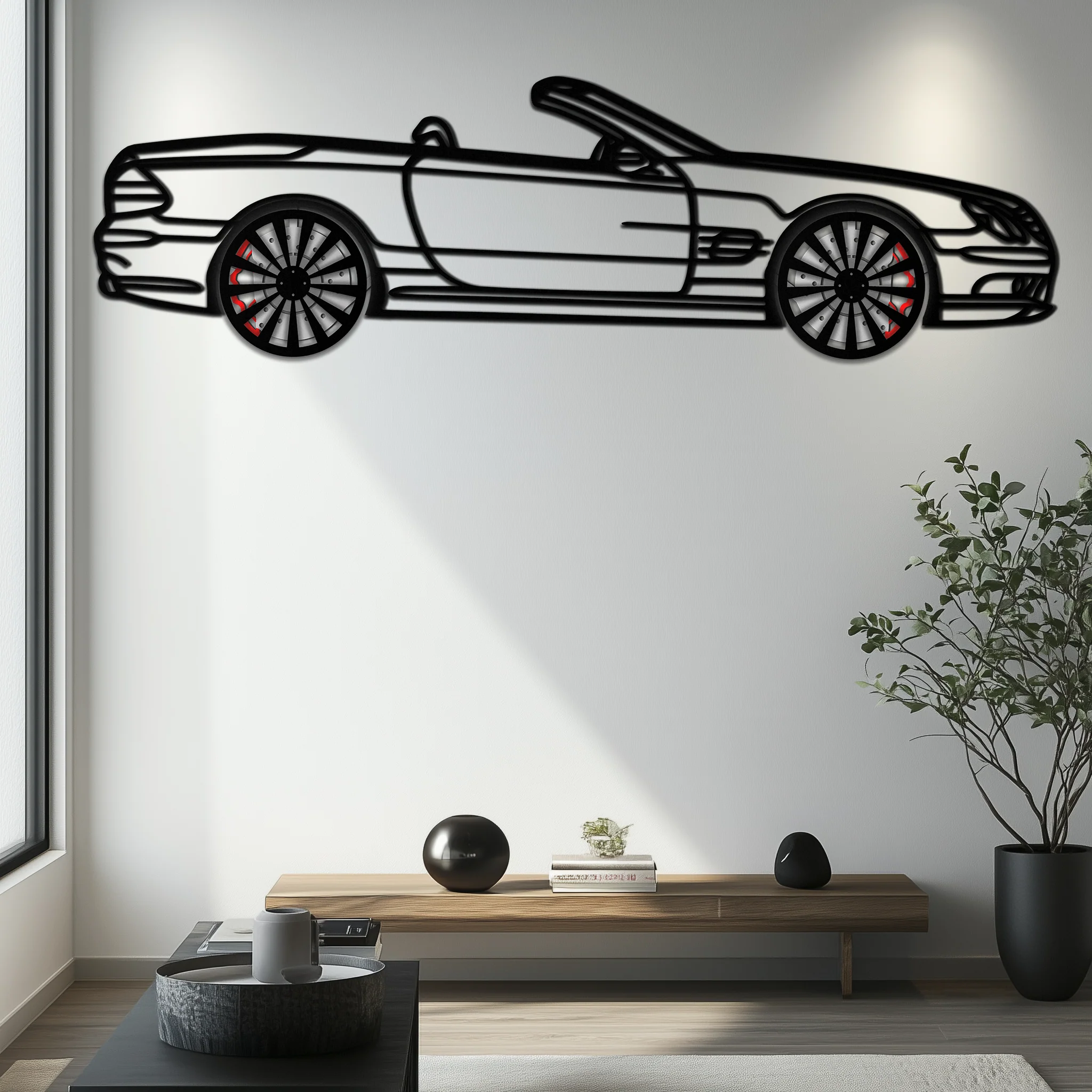 Mercedes SL55 R230 Metal Wall Art – Rotating Wheels Car Silhouette Decor – AMG-Inspired Gift for Car Lovers 🚗✨ -KAFMEKA082 - Image 9