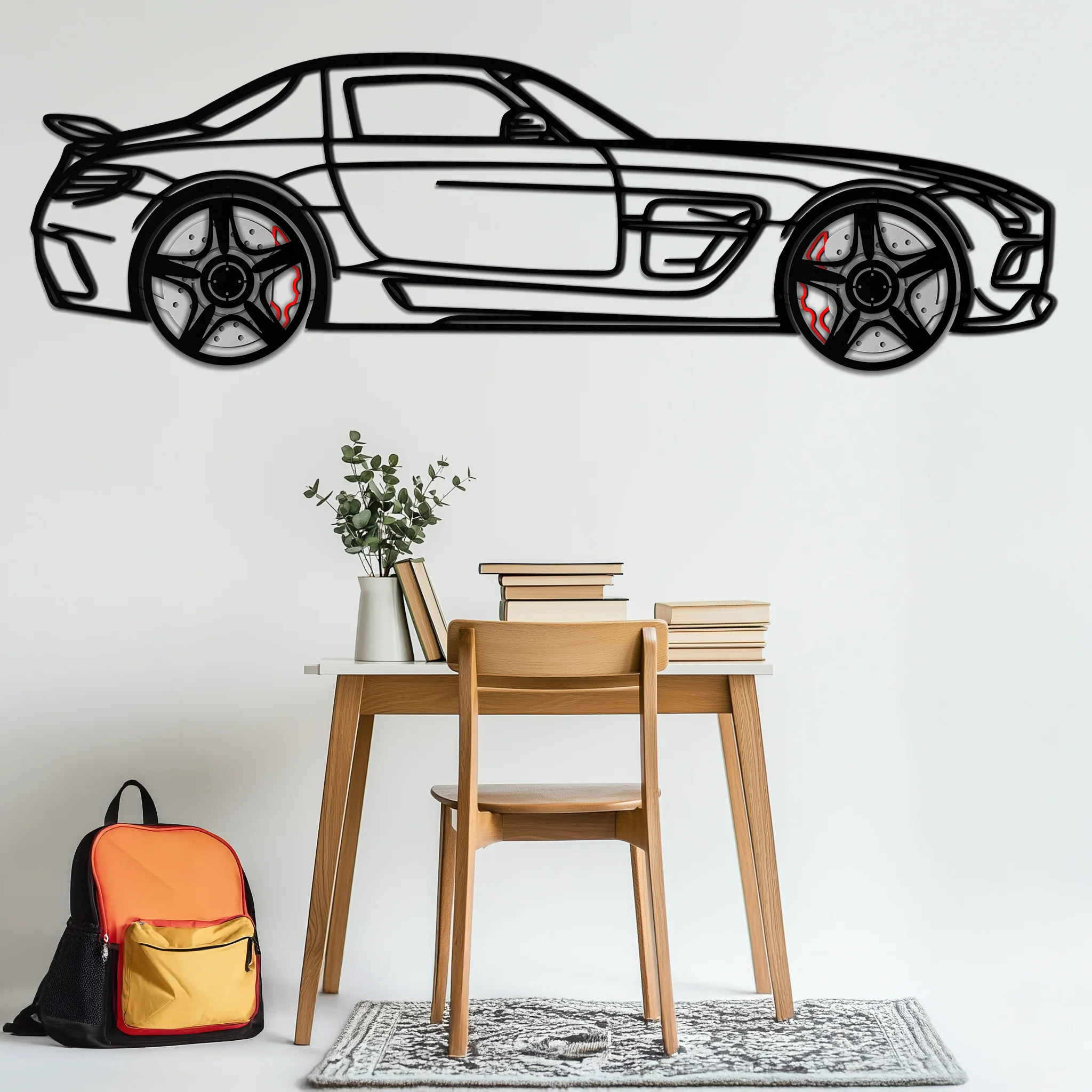 Mercedes SLS AMG Metal Wall Art – Rotating Wheel Car Silhouette • Luxury Automotive Decor • Perfect Gift for Car Lovers - KAFMEKA075 - Image 7