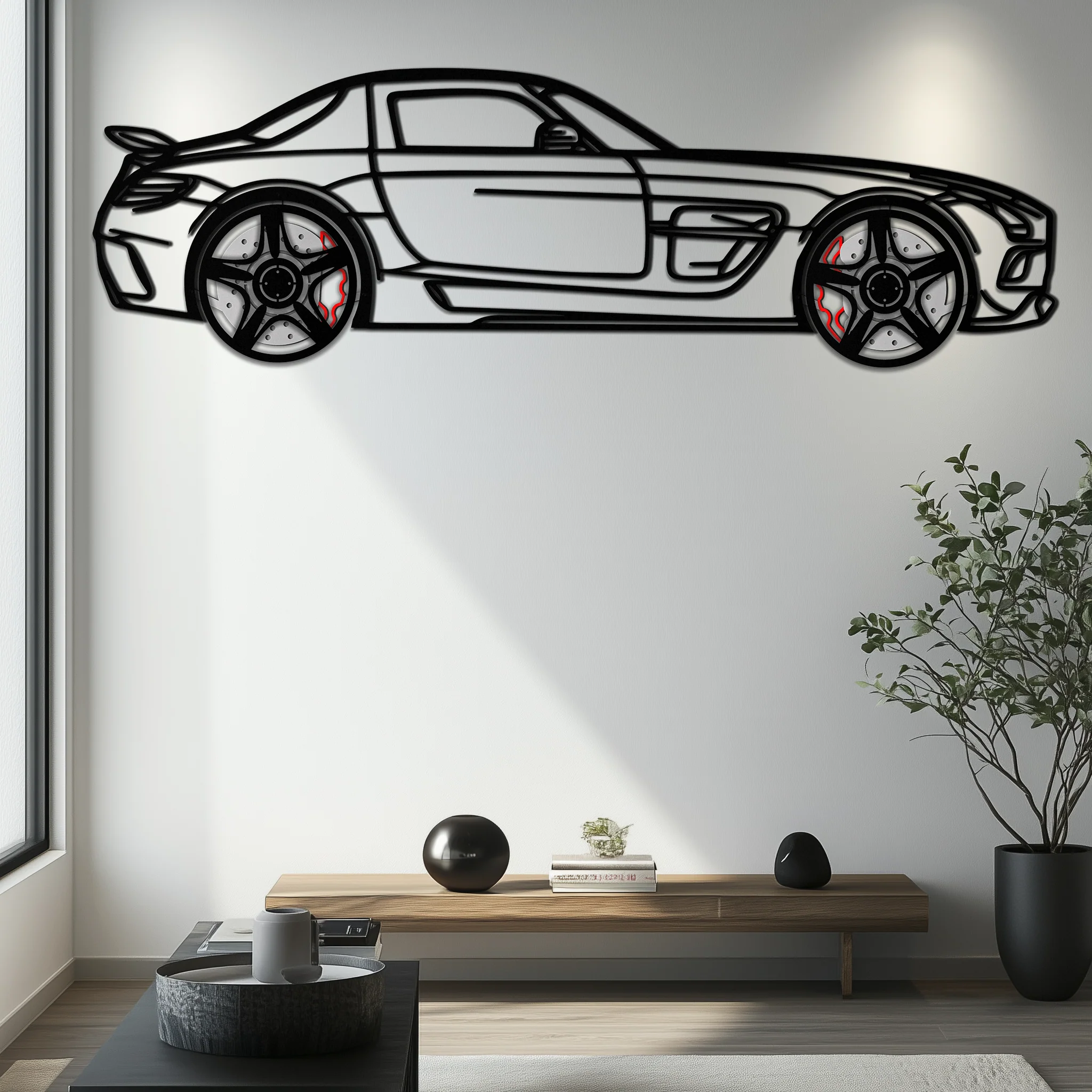 Mercedes SLS AMG Metal Wall Art – Rotating Wheel Car Silhouette • Luxury Automotive Decor • Perfect Gift for Car Lovers - KAFMEKA075 - Image 9