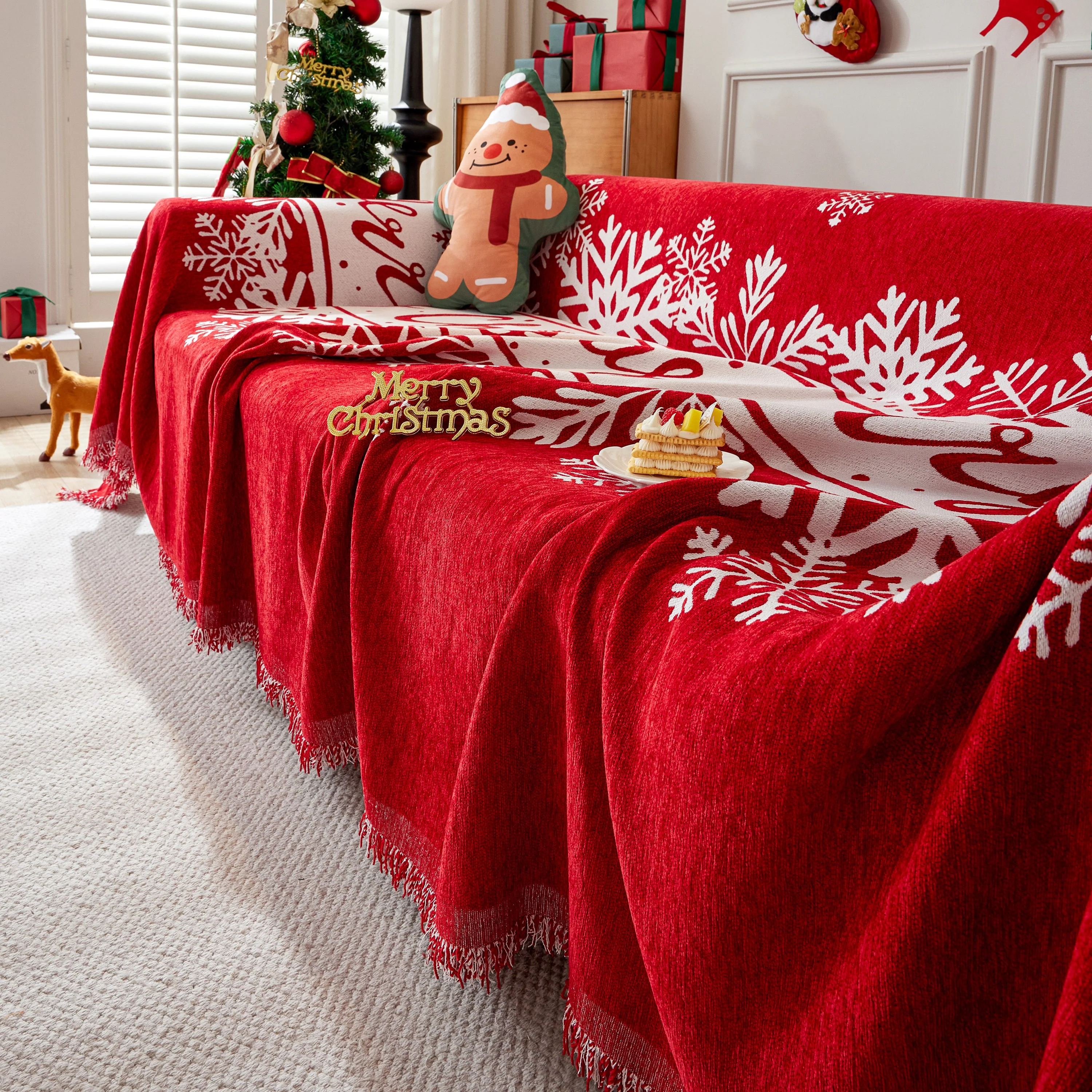 Merry Christmas Cozy Chenille Couch Cover Blanket, Non Slip Sofa Cover, Furniture Covers for Pets - Image 101