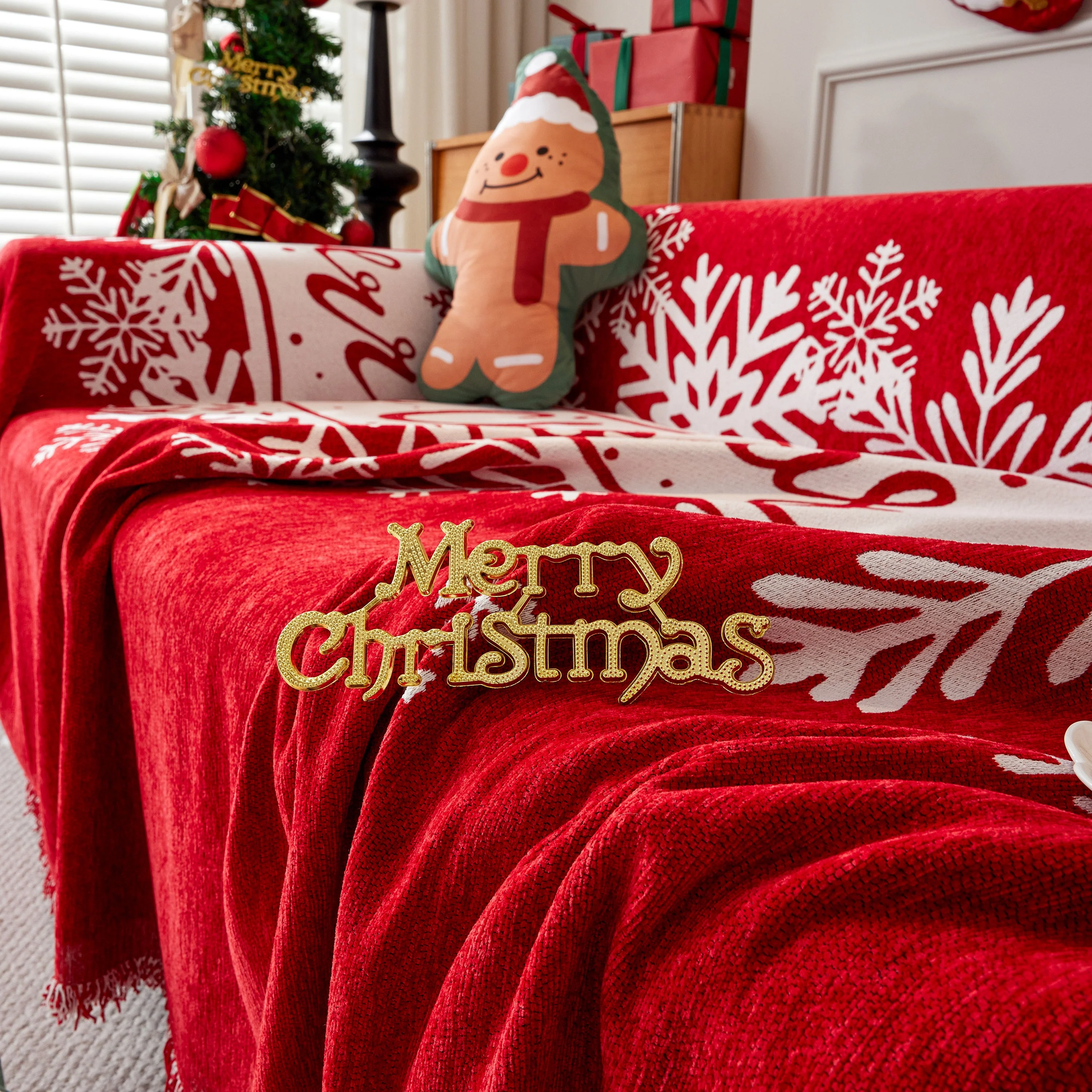 Merry Christmas Cozy Chenille Couch Cover Blanket, Non Slip Sofa Cover, Furniture Covers for Pets - Image 104