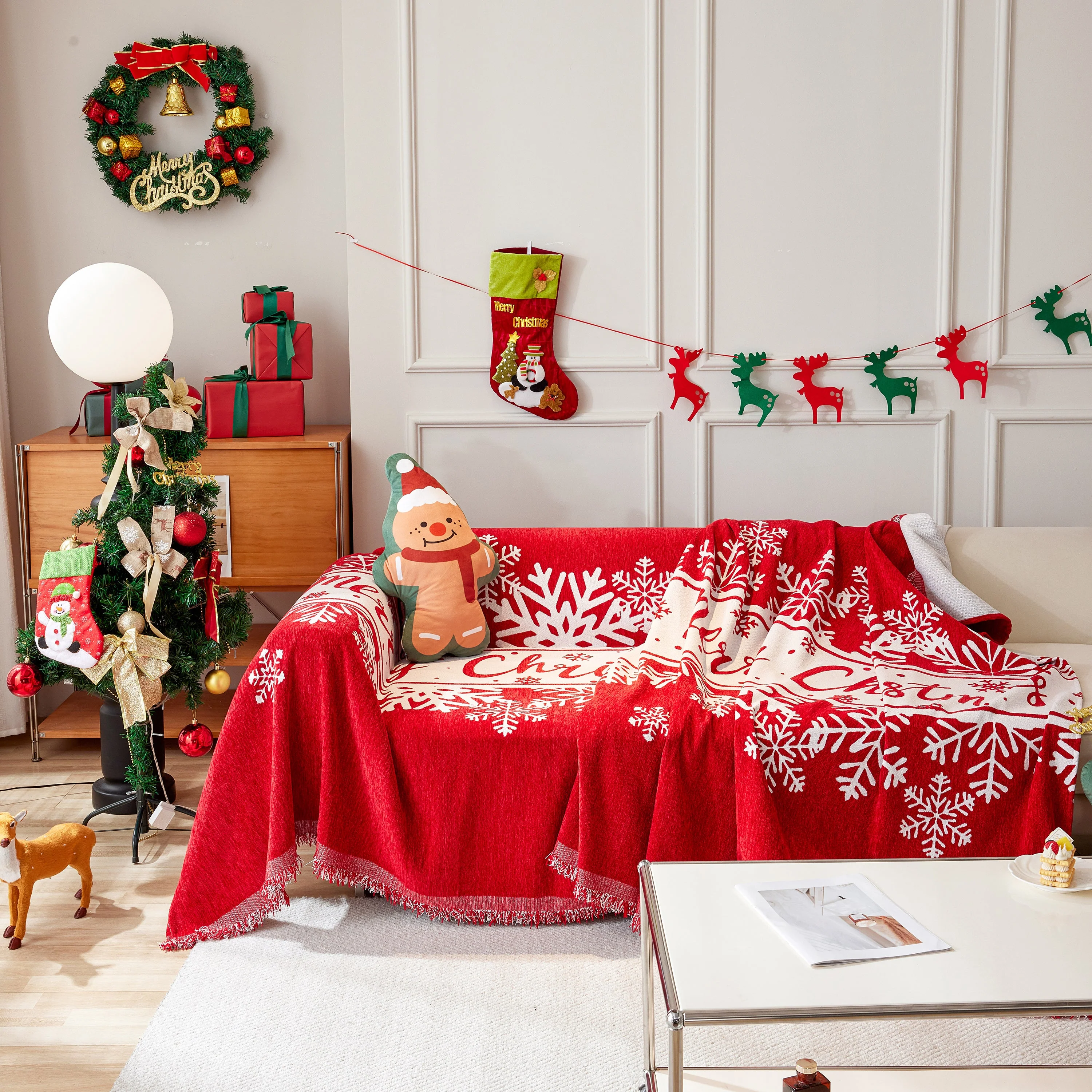 Merry Christmas Cozy Chenille Couch Cover Blanket, Non Slip Sofa Cover, Furniture Covers for Pets - Image 109
