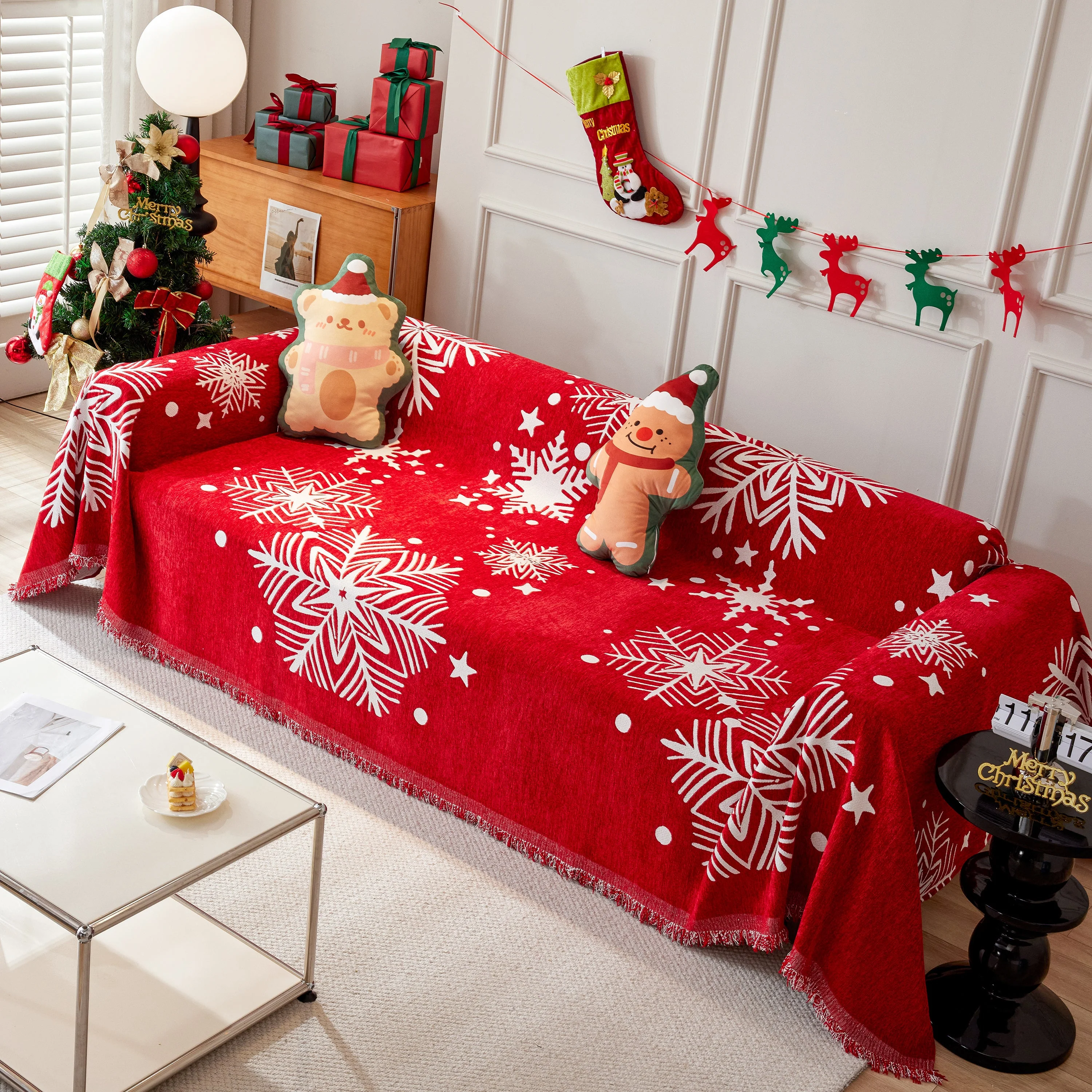 Merry Christmas Cozy Chenille Couch Cover Blanket, Non Slip Sofa Cover, Furniture Covers for Pets - Image 13