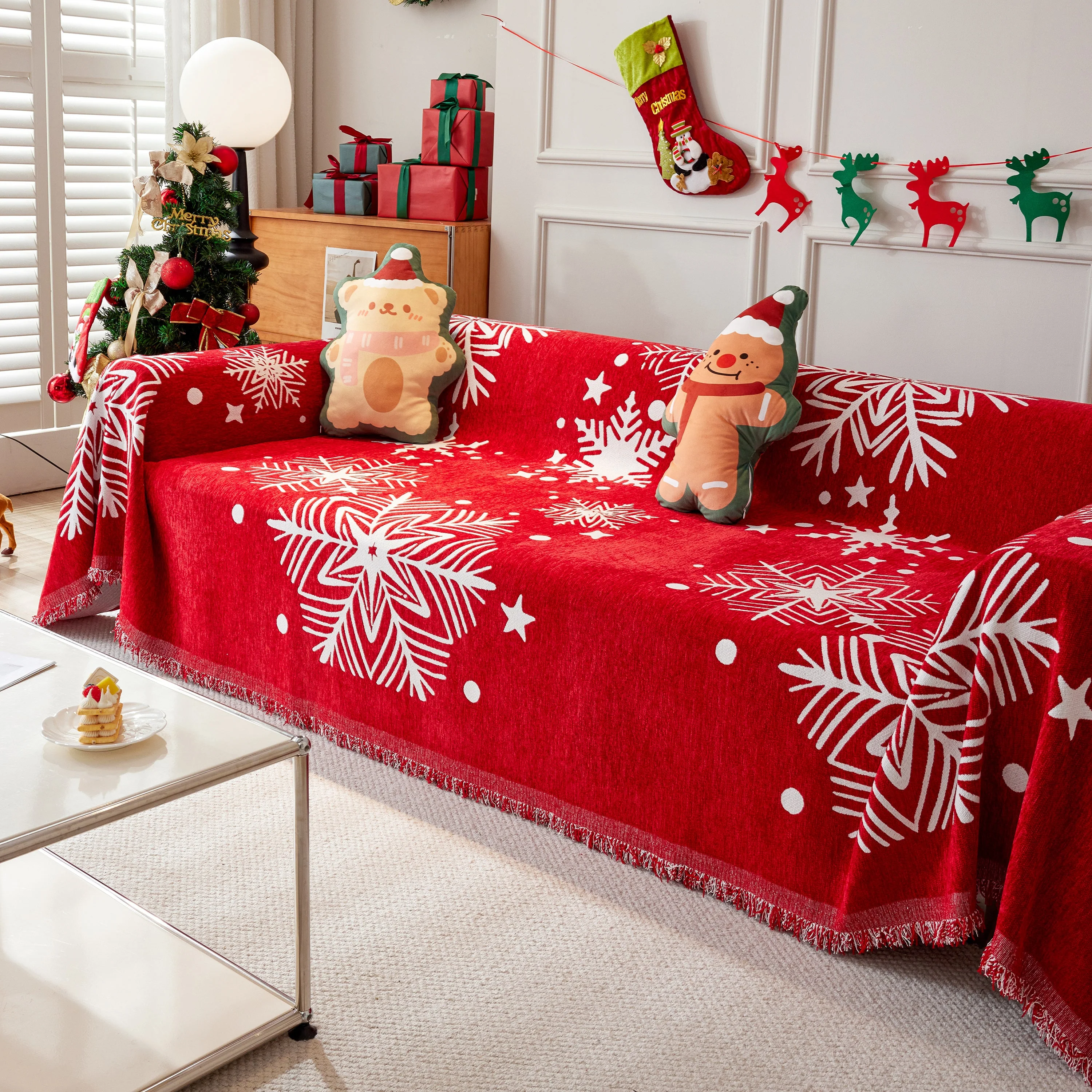 Merry Christmas Cozy Chenille Couch Cover Blanket, Non Slip Sofa Cover, Furniture Covers for Pets - Image 14