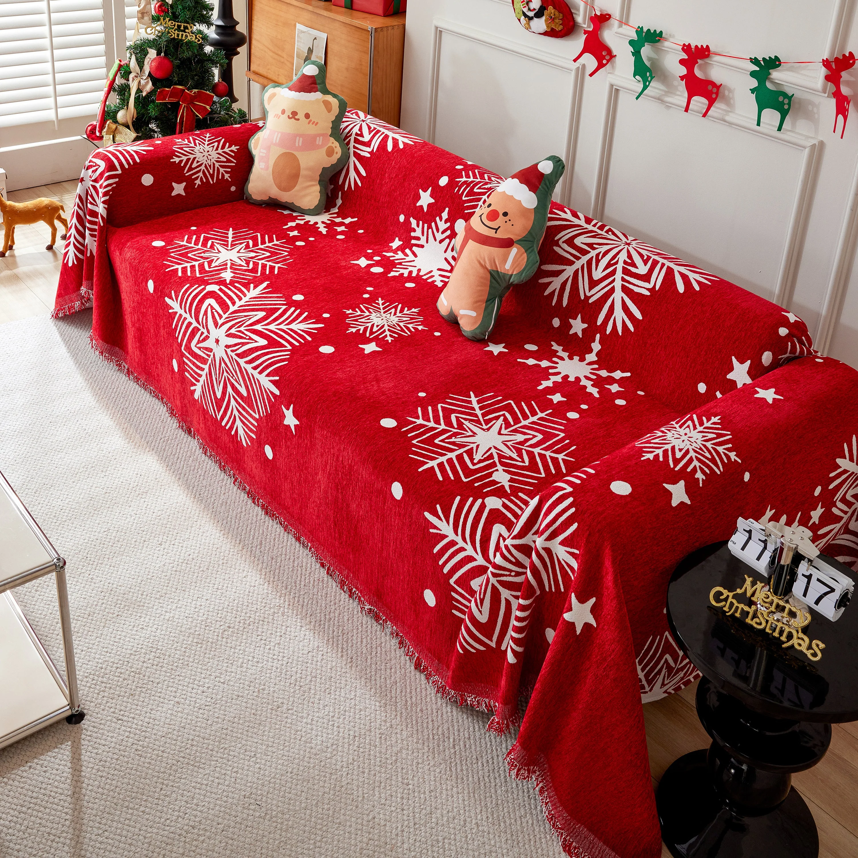 Merry Christmas Cozy Chenille Couch Cover Blanket, Non Slip Sofa Cover, Furniture Covers for Pets - Image 15
