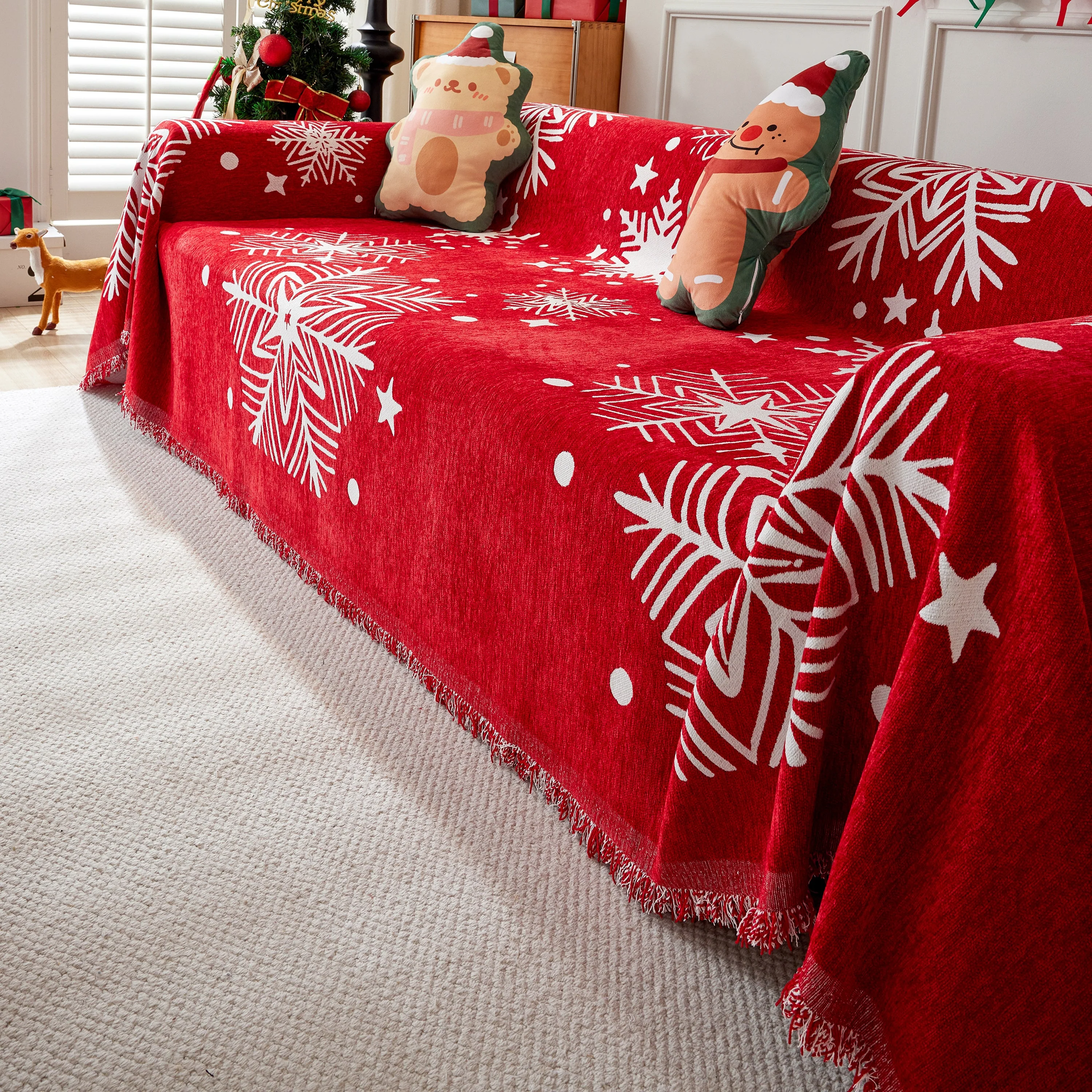 Merry Christmas Cozy Chenille Couch Cover Blanket, Non Slip Sofa Cover, Furniture Covers for Pets - Image 16