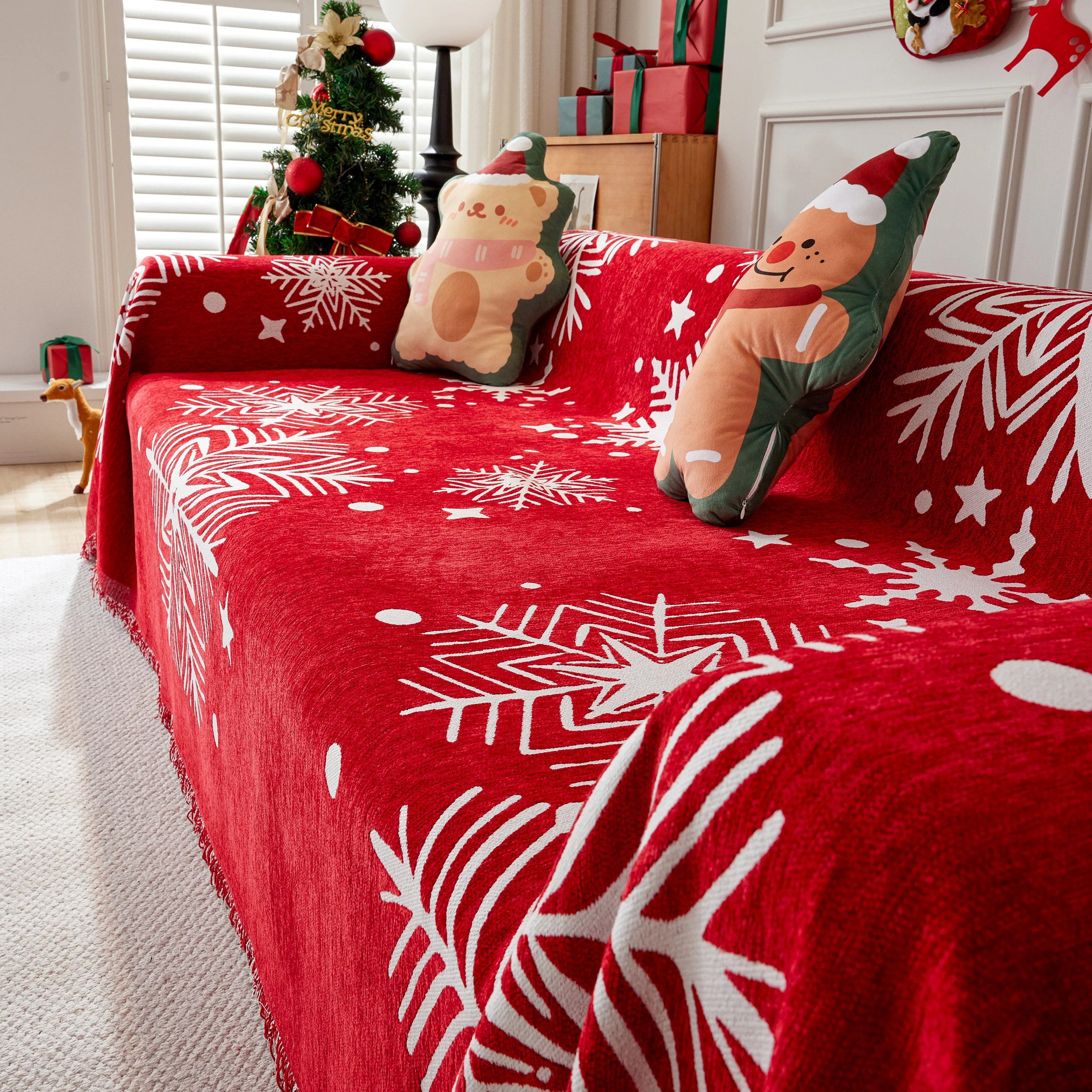Merry Christmas Cozy Chenille Couch Cover Blanket, Non Slip Sofa Cover, Furniture Covers for Pets - Image 18
