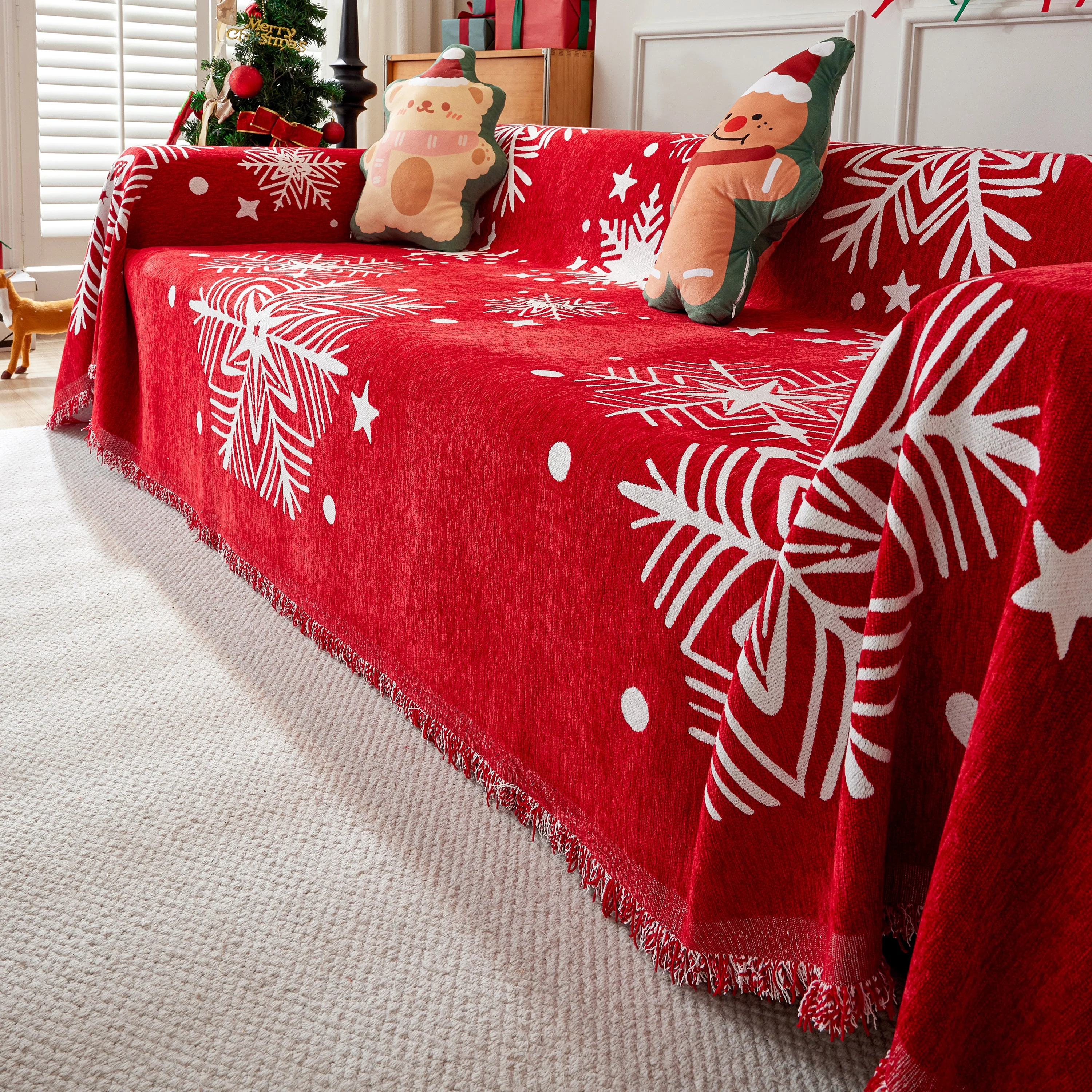 Merry Christmas Cozy Chenille Couch Cover Blanket, Non Slip Sofa Cover, Furniture Covers for Pets - Image 19