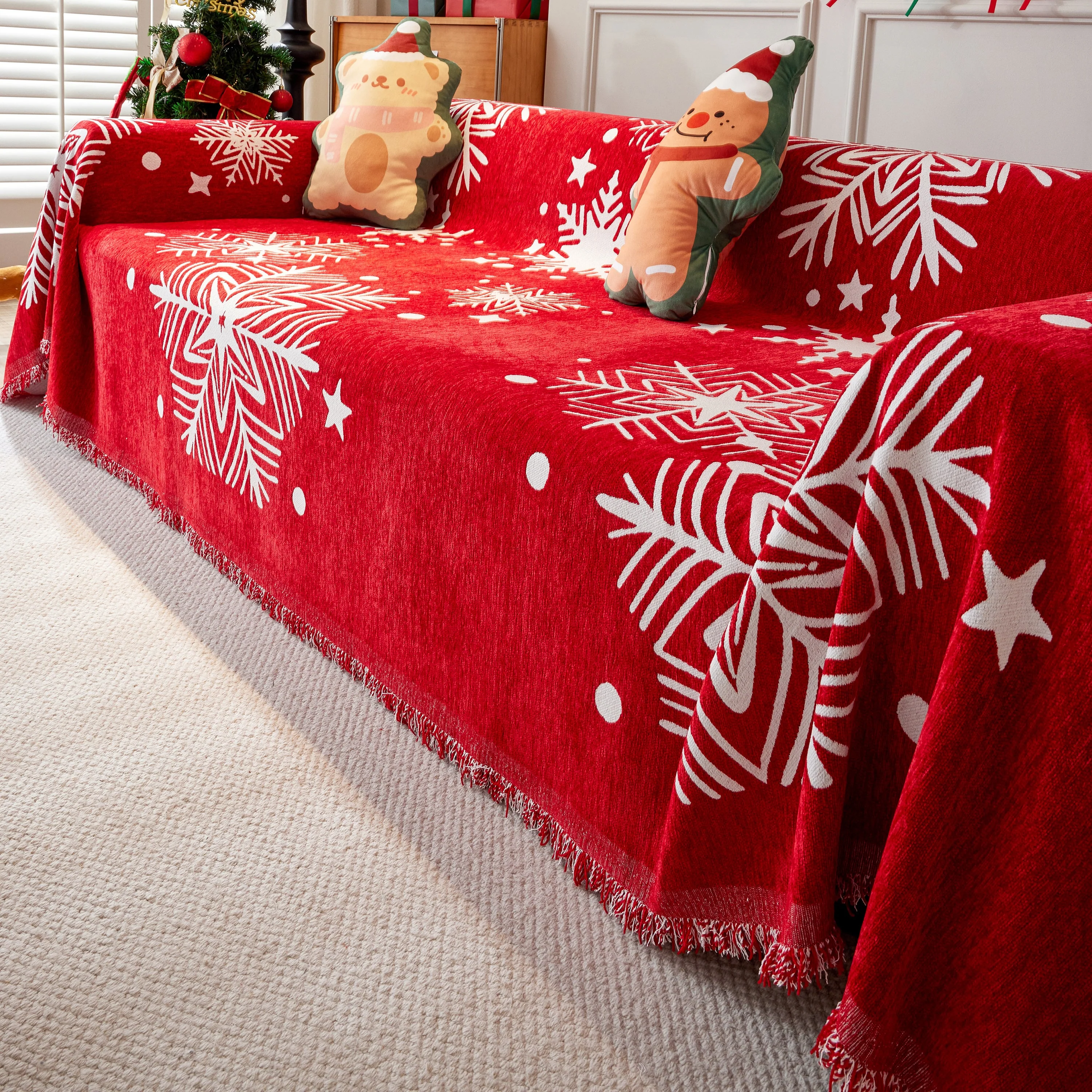 Merry Christmas Cozy Chenille Couch Cover Blanket, Non Slip Sofa Cover, Furniture Covers for Pets - Image 20