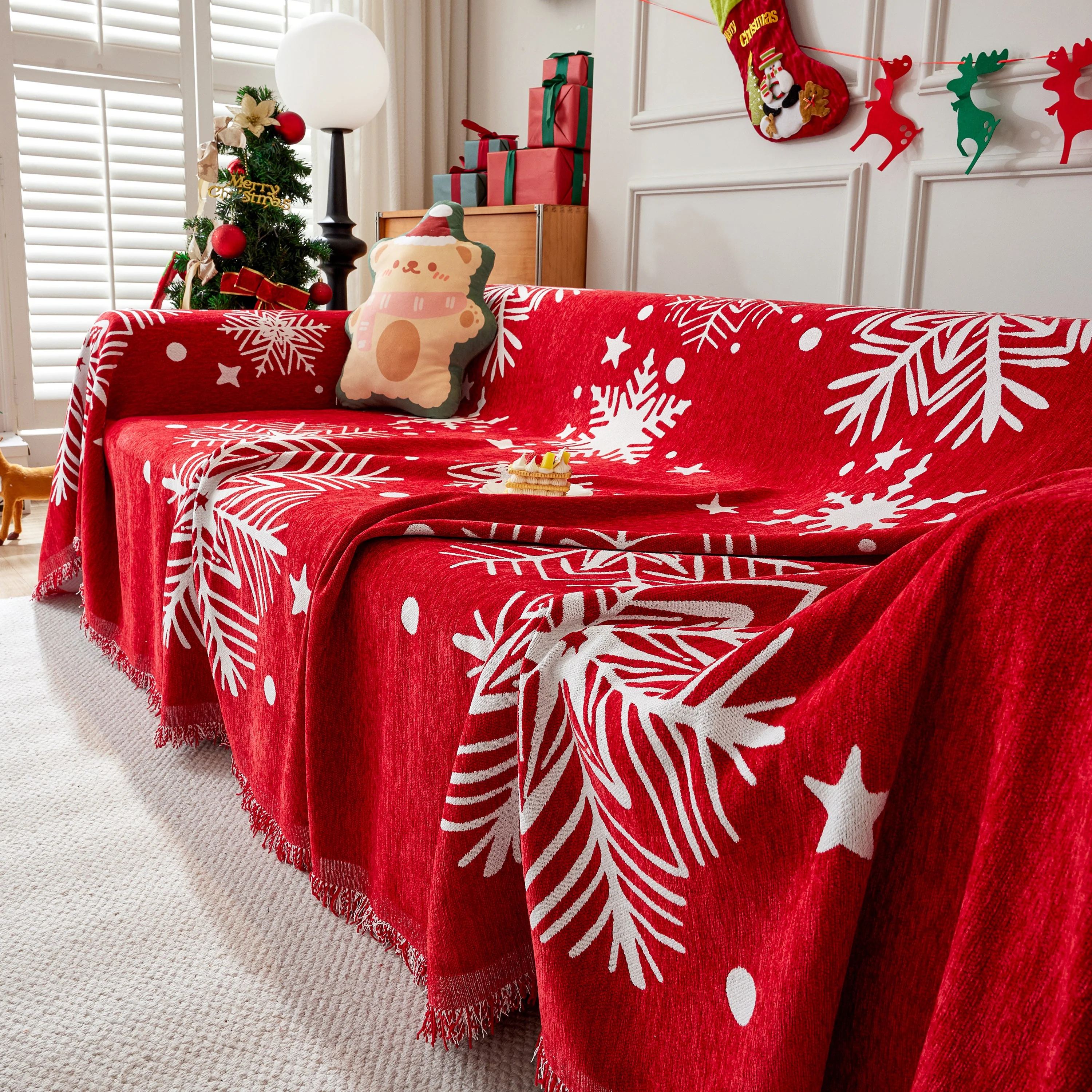 Merry Christmas Cozy Chenille Couch Cover Blanket, Non Slip Sofa Cover, Furniture Covers for Pets - Image 26