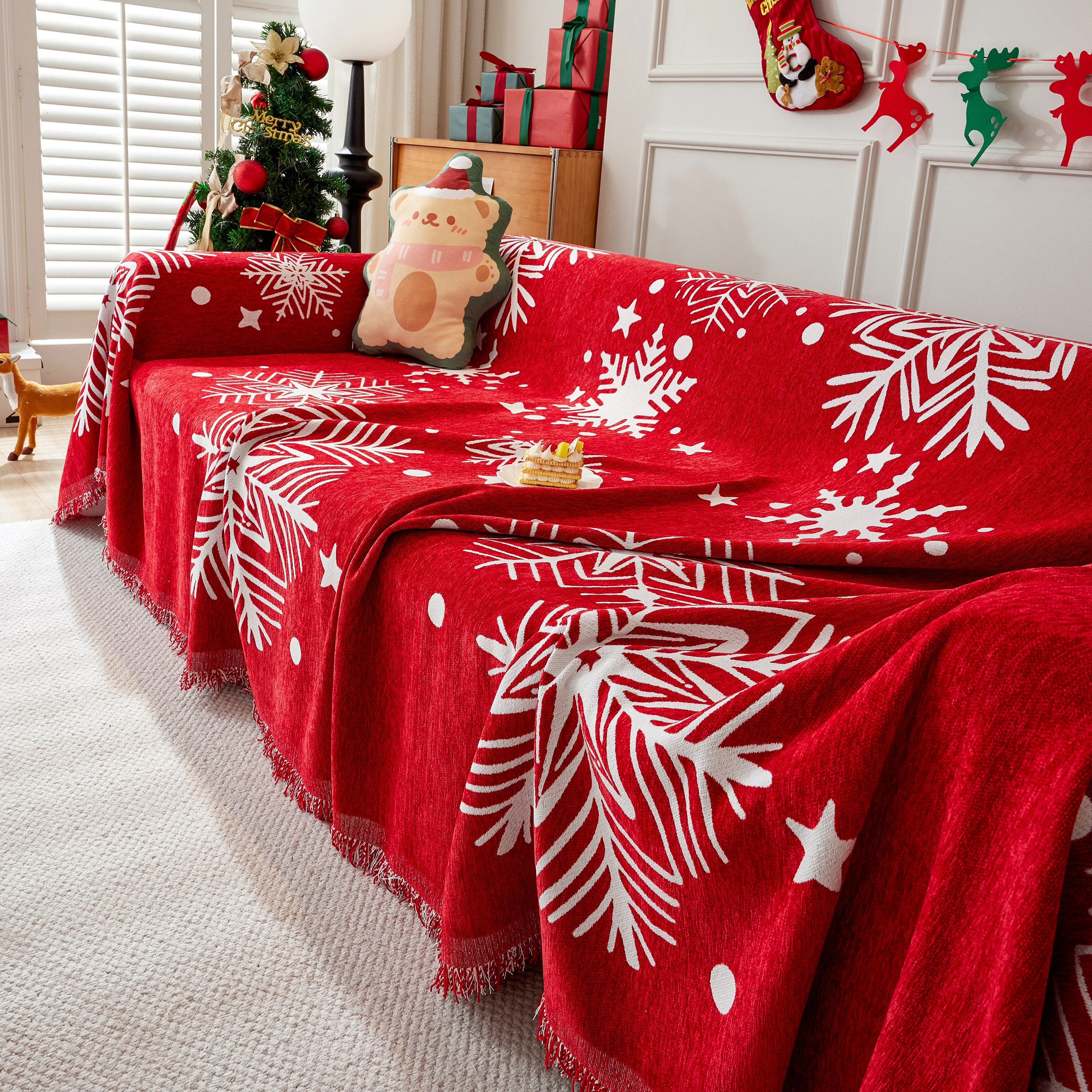 Merry Christmas Cozy Chenille Couch Cover Blanket, Non Slip Sofa Cover, Furniture Covers for Pets - Image 27