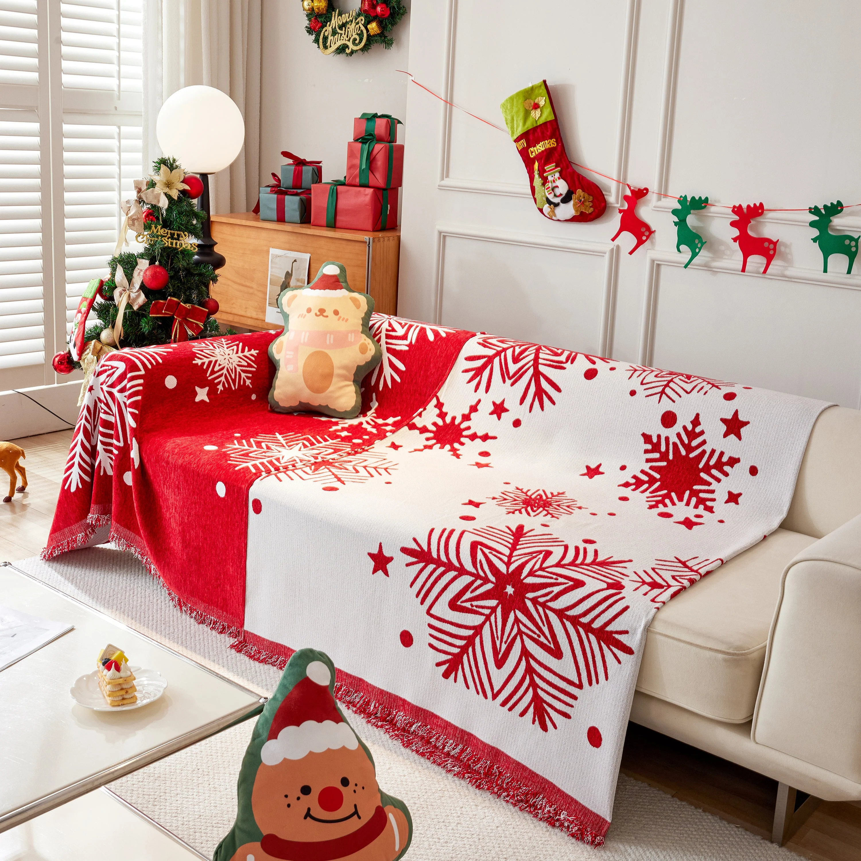 Merry Christmas Cozy Chenille Couch Cover Blanket, Non Slip Sofa Cover, Furniture Covers for Pets - Image 29