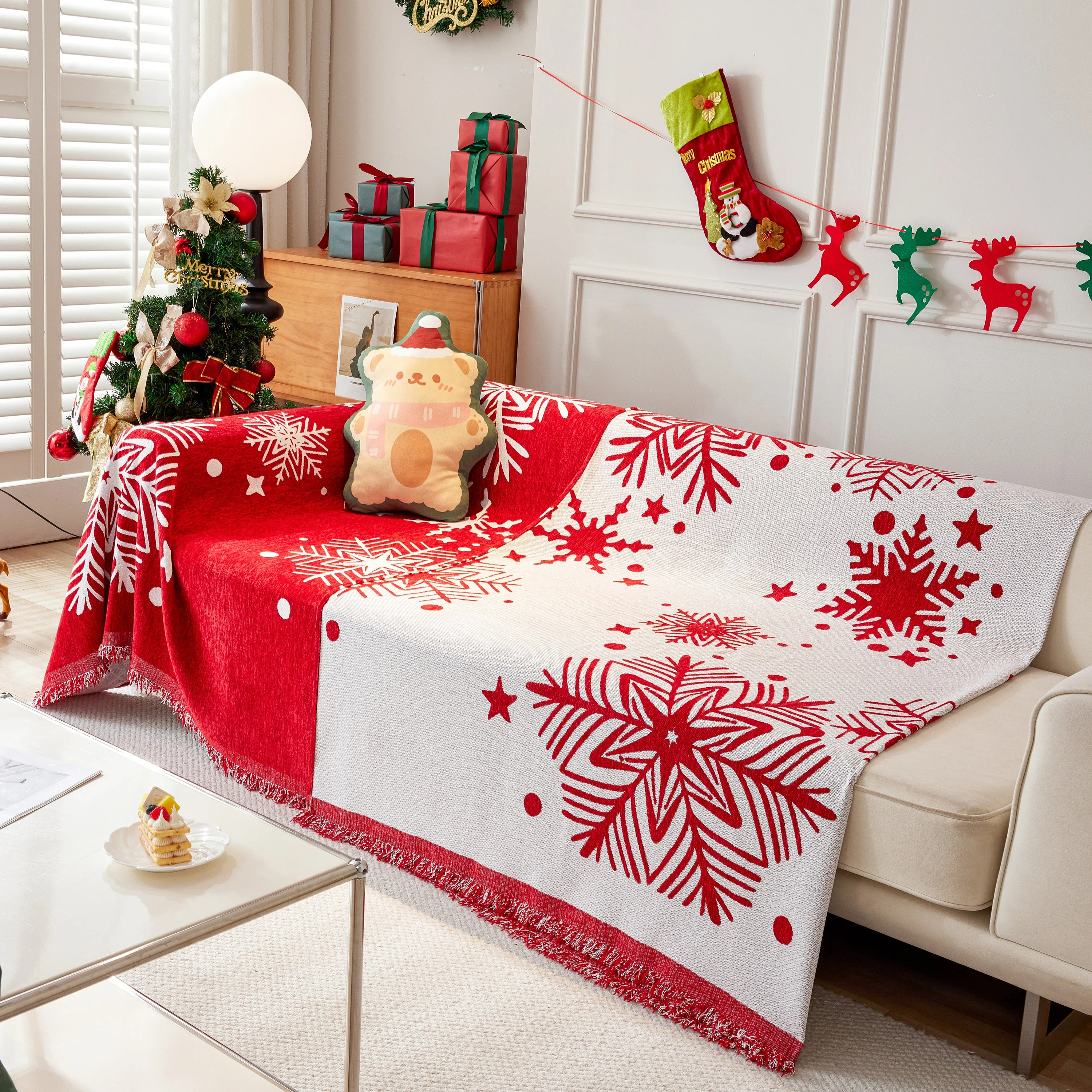 Merry Christmas Cozy Chenille Couch Cover Blanket, Non Slip Sofa Cover, Furniture Covers for Pets - Image 30