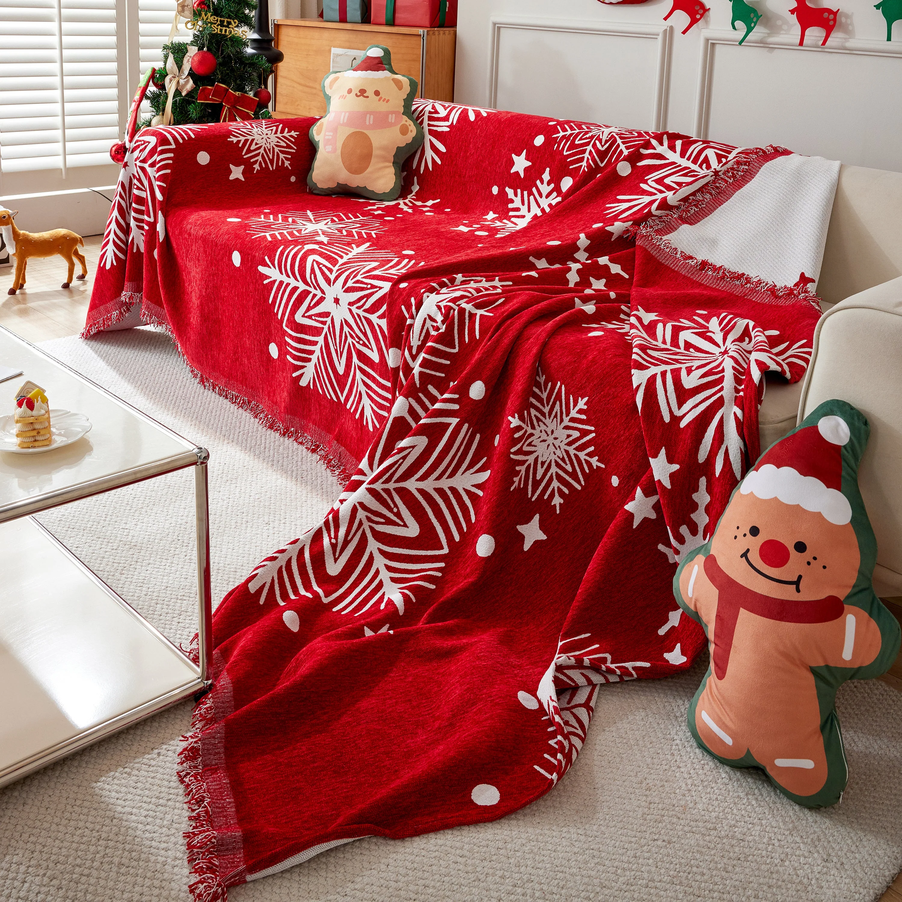 Merry Christmas Cozy Chenille Couch Cover Blanket, Non Slip Sofa Cover, Furniture Covers for Pets - Image 31