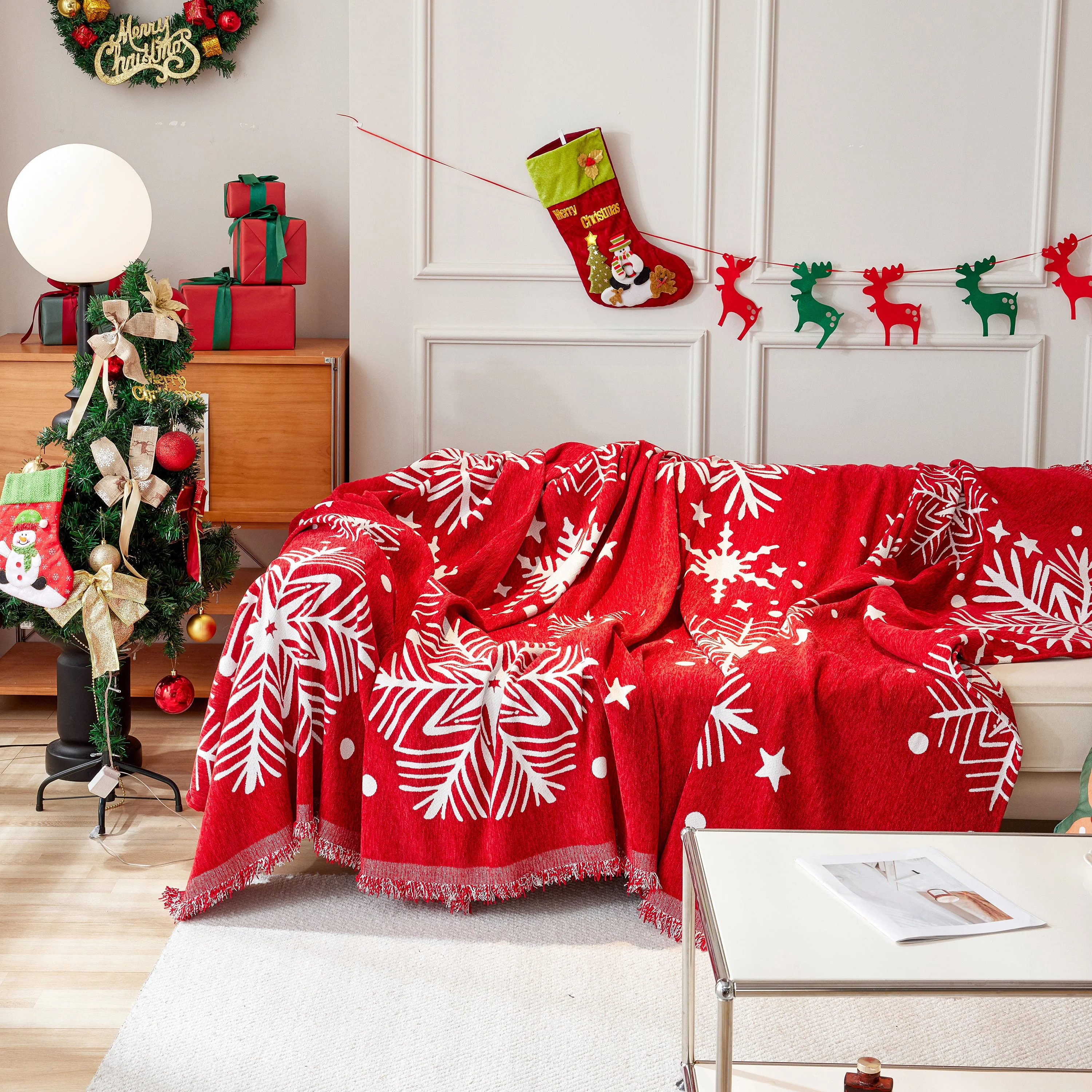 Merry Christmas Cozy Chenille Couch Cover Blanket, Non Slip Sofa Cover, Furniture Covers for Pets - Image 34