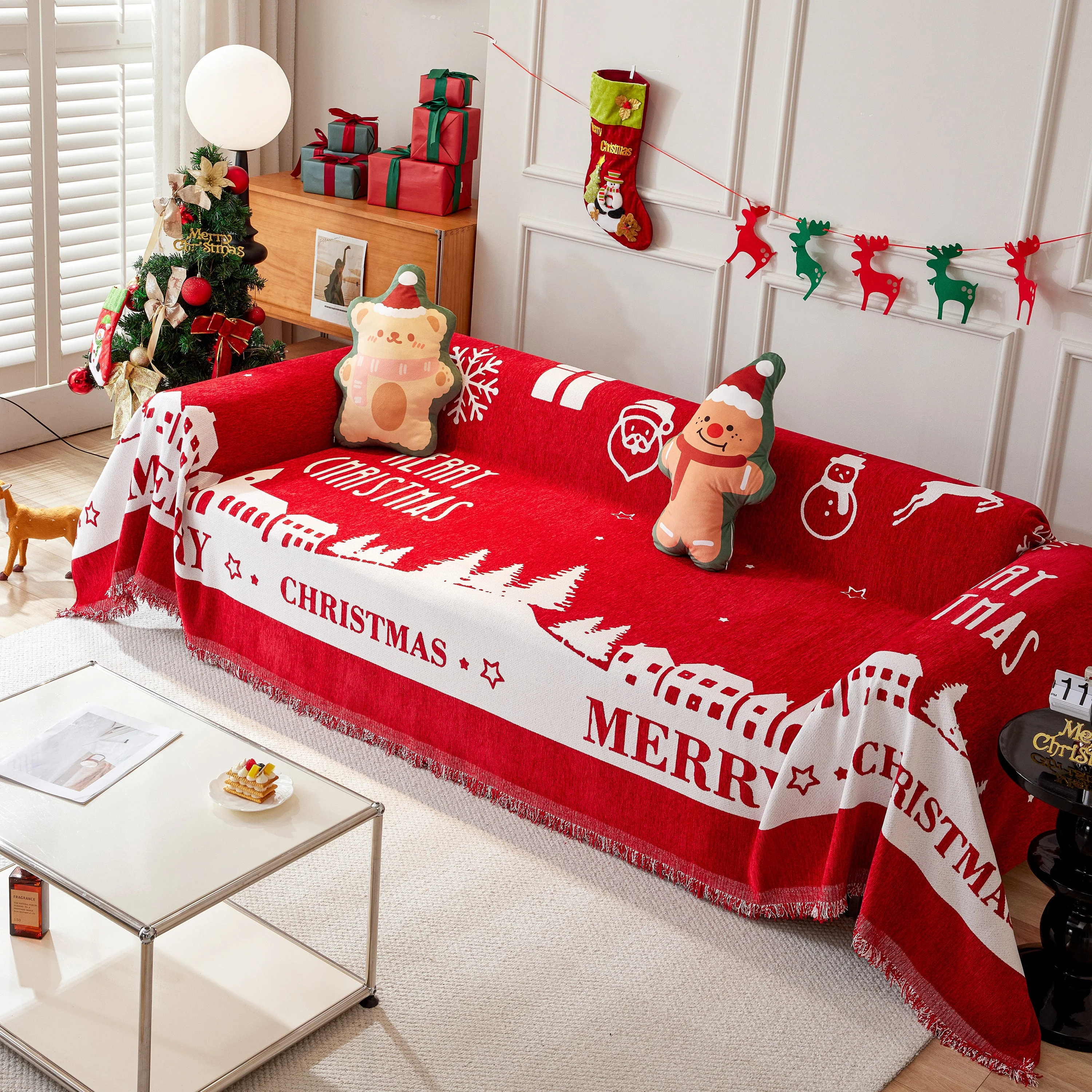 Merry Christmas Cozy Chenille Couch Cover Blanket, Non Slip Sofa Cover, Furniture Covers for Pets - Image 35