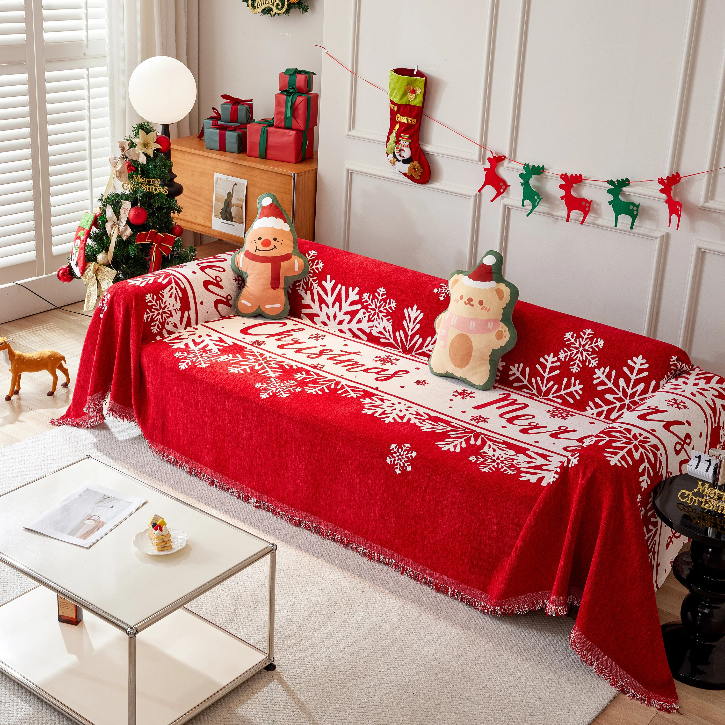 Merry Christmas Cozy Chenille Couch Cover Blanket, Non Slip Sofa Cover, Furniture Covers for Pets - Image 36